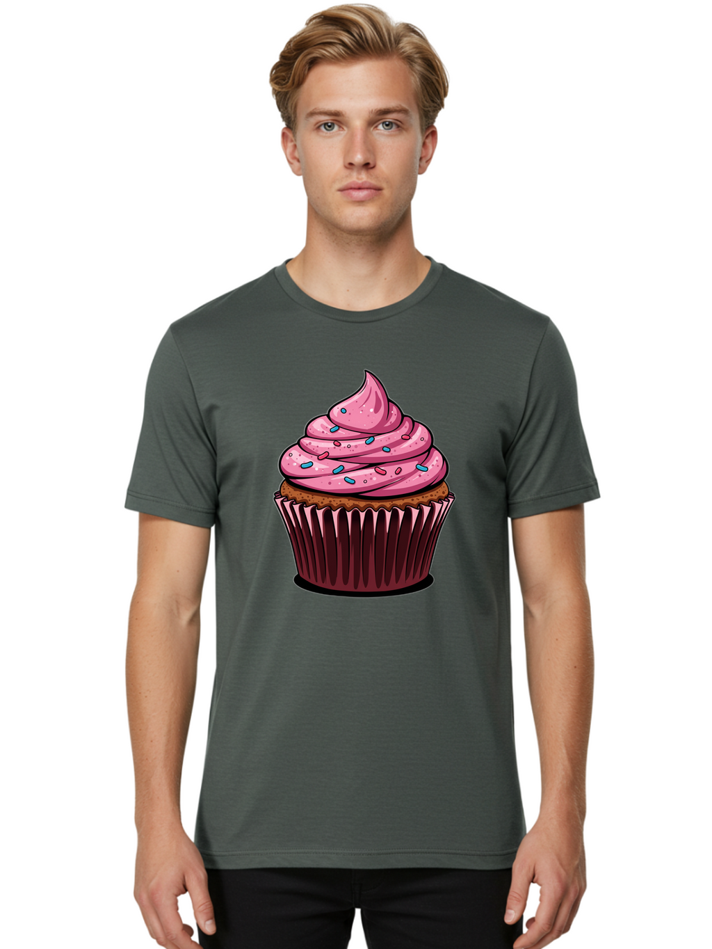 Cupcake Men'S Graphic Tee, 100% Cotton, Comfortable Casual Summer Wear, Machine Washable, Vintage Camera, Old Camera, Antique Camera, Black Camera, Classic Photography, Photography Equipment, Nostalgic Device, Film Camera, Camera Art Bam198