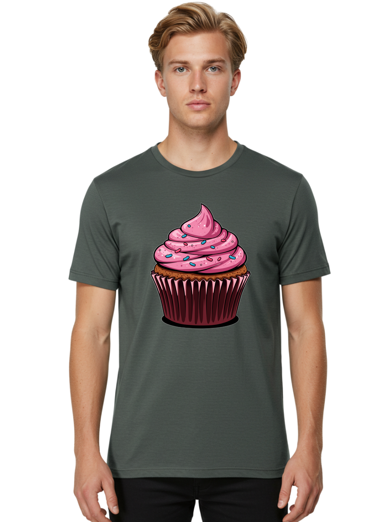 Cupcake Men'S Graphic Tee, 100% Cotton, Comfortable Casual Summer Wear, Machine Washable, Vintage Camera, Old Camera, Antique Camera, Black Camera, Classic Photography, Photography Equipment, Nostalgic Device, Film Camera, Camera Art Bam198