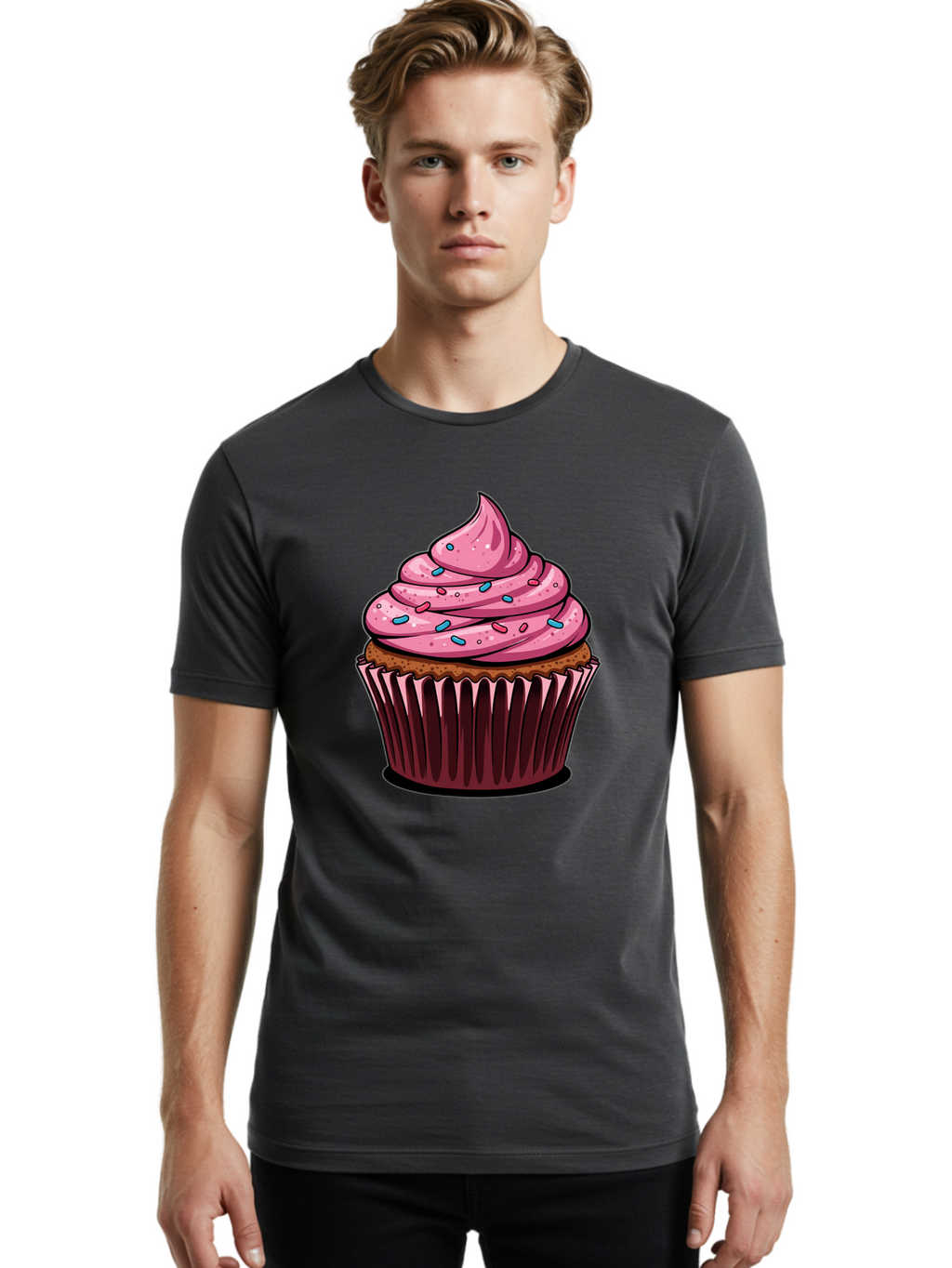 Cupcake Men'S Graphic Tee, 100% Cotton, Comfortable Casual Summer Wear, Machine Washable, Vintage Camera, Old Camera, Antique Camera, Black Camera, Classic Photography, Photography Equipment, Nostalgic Device, Film Camera, Camera Art Bam198