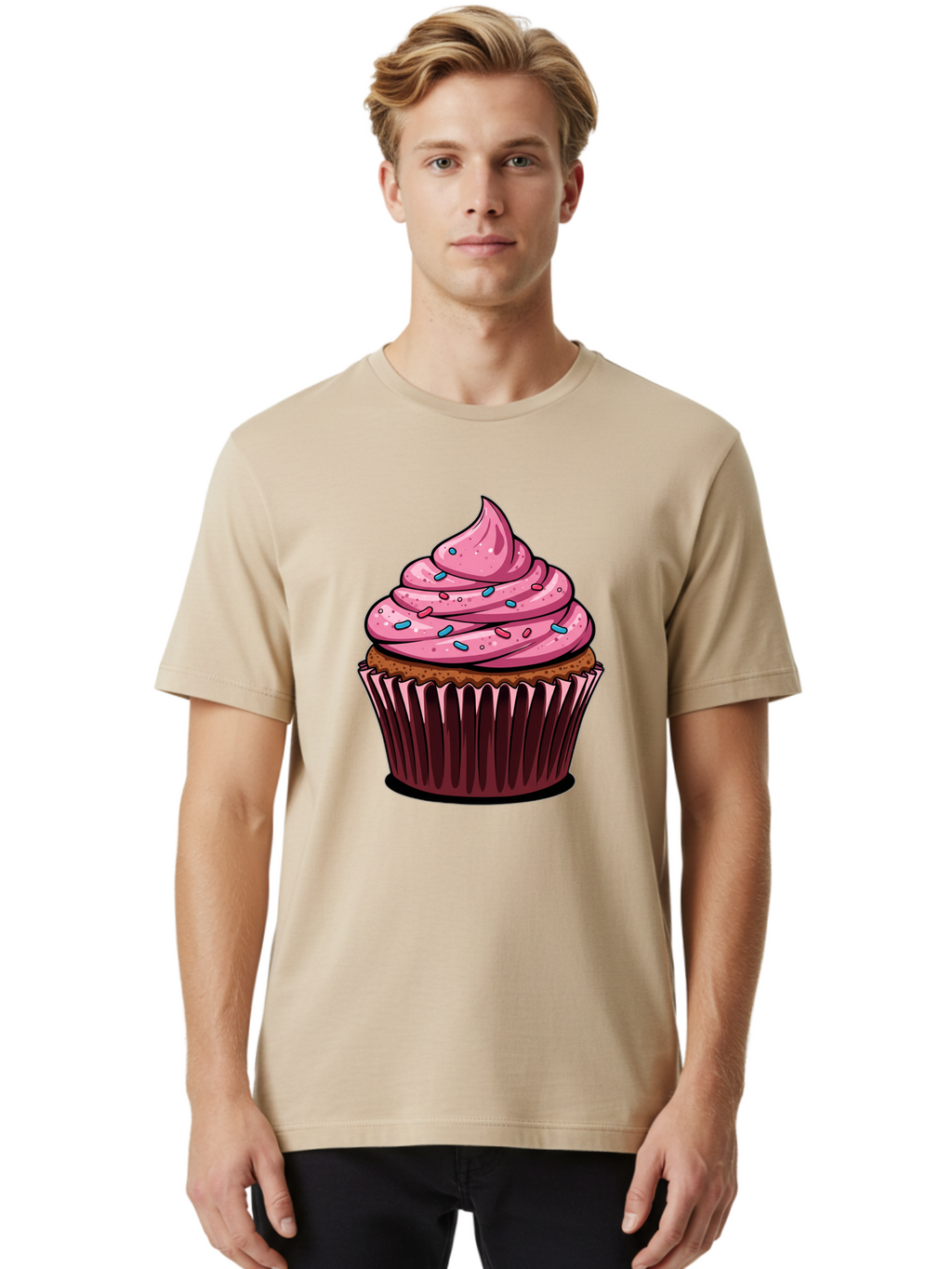 Cupcake Men'S Graphic Tee, 100% Cotton, Comfortable Casual Summer Wear, Machine Washable, Vintage Camera, Old Camera, Antique Camera, Black Camera, Classic Photography, Photography Equipment, Nostalgic Device, Film Camera, Camera Art Bam198