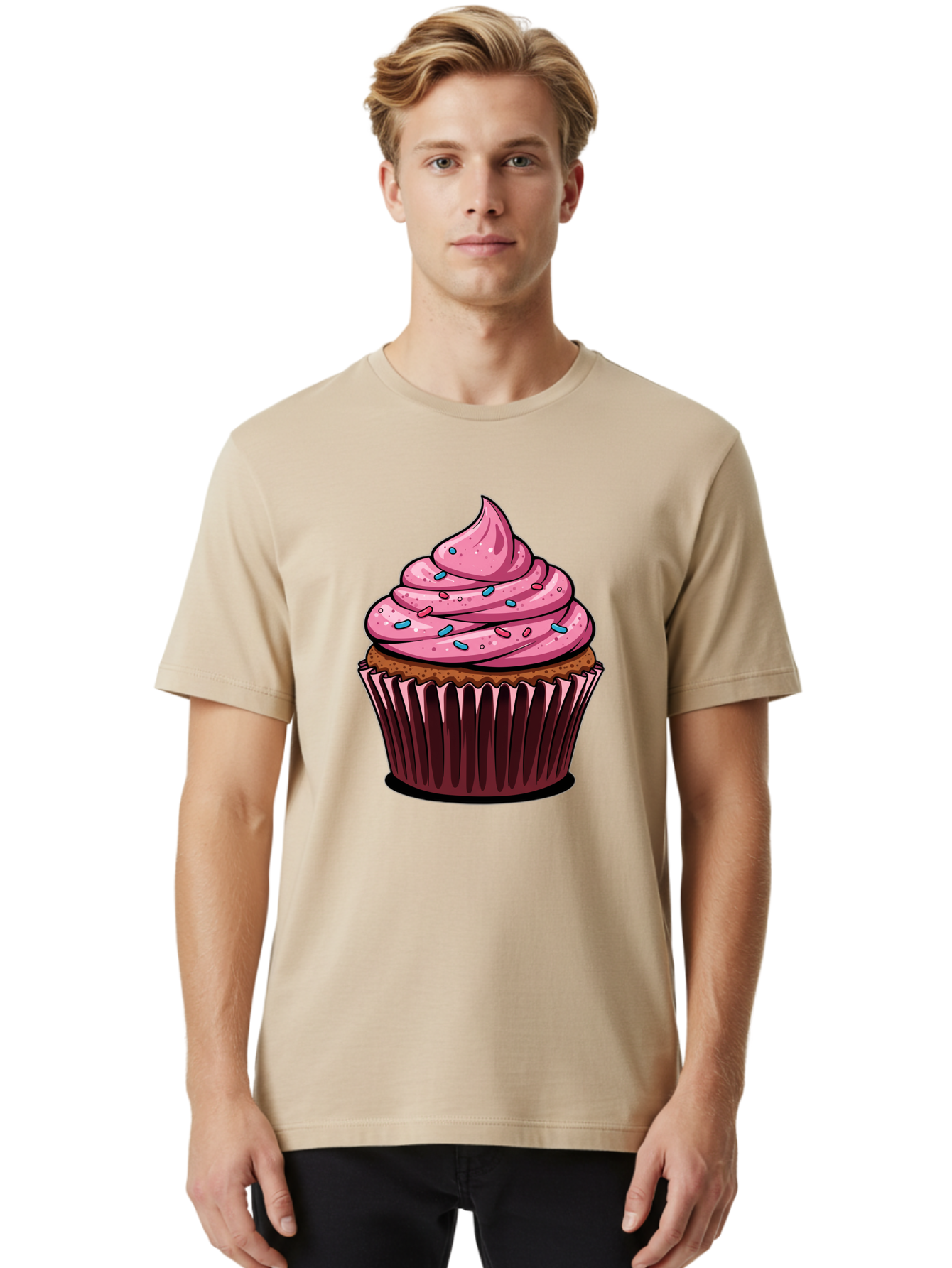 Cupcake Men'S Graphic Tee, 100% Cotton, Comfortable Casual Summer Wear, Machine Washable, Vintage Camera, Old Camera, Antique Camera, Black Camera, Classic Photography, Photography Equipment, Nostalgic Device, Film Camera, Camera Art Bam198