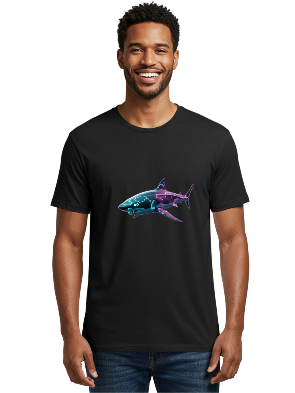 Cyberpunk-Shark Men'S Graphic Tee, 100% Cotton, Comfortable Casual Summer Wear, Machine Washable, Vintage Camera, Old Camera, Antique Camera, Black Camera, Classic Photography, Photography Equipment, Nostalgic Device, Film Camera, Camera Art Bam211