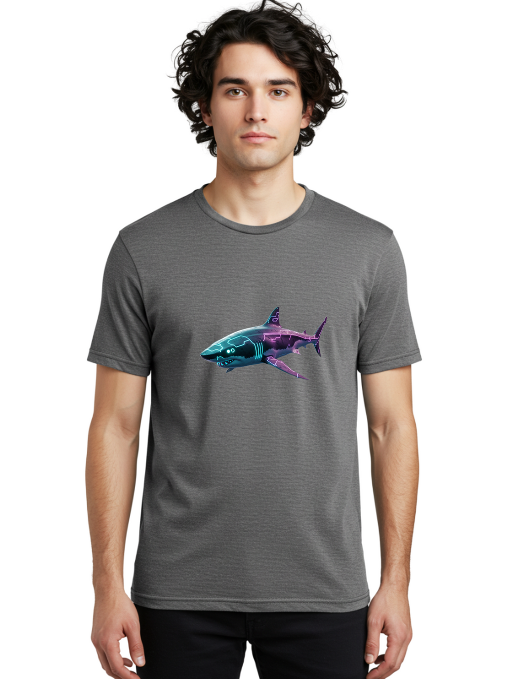 Cyberpunk-Shark Men'S Graphic Tee, 100% Cotton, Comfortable Casual Summer Wear, Machine Washable, Vintage Camera, Old Camera, Antique Camera, Black Camera, Classic Photography, Photography Equipment, Nostalgic Device, Film Camera, Camera Art Bam211
