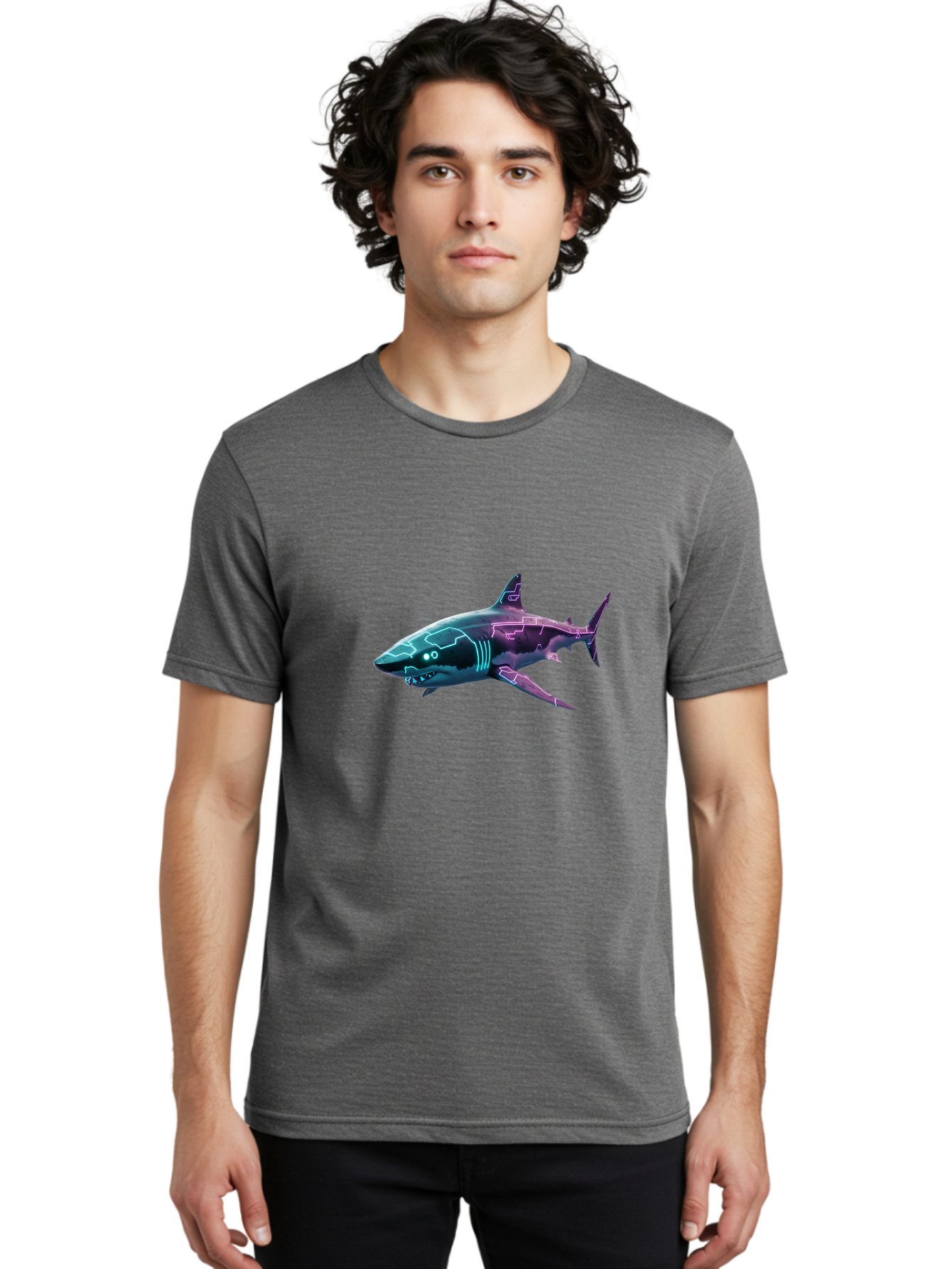Cyberpunk-Shark Men'S Graphic Tee, 100% Cotton, Comfortable Casual Summer Wear, Machine Washable, Vintage Camera, Old Camera, Antique Camera, Black Camera, Classic Photography, Photography Equipment, Nostalgic Device, Film Camera, Camera Art Bam211