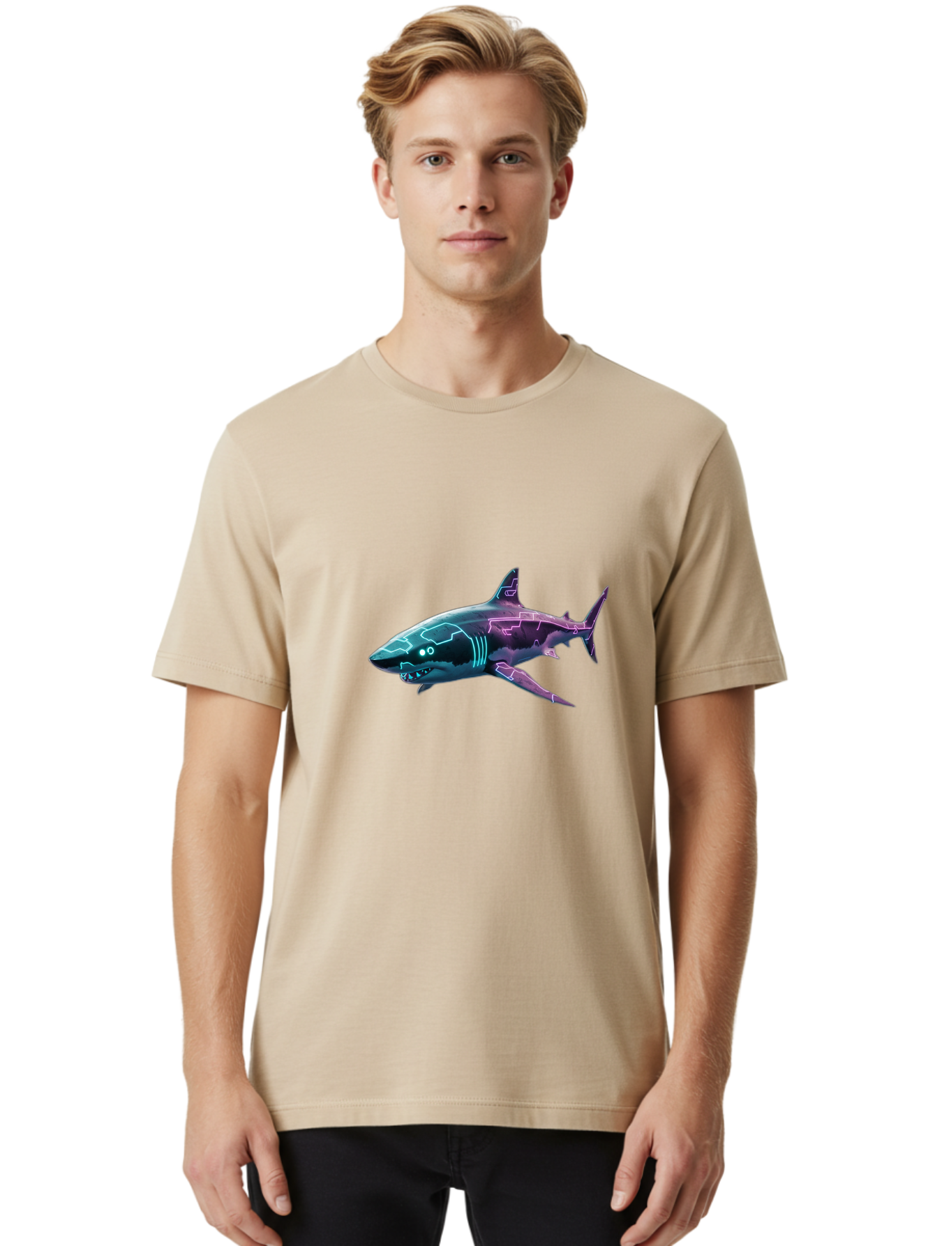 Cyberpunk-Shark Men'S Graphic Tee, 100% Cotton, Comfortable Casual Summer Wear, Machine Washable, Vintage Camera, Old Camera, Antique Camera, Black Camera, Classic Photography, Photography Equipment, Nostalgic Device, Film Camera, Camera Art Bam211