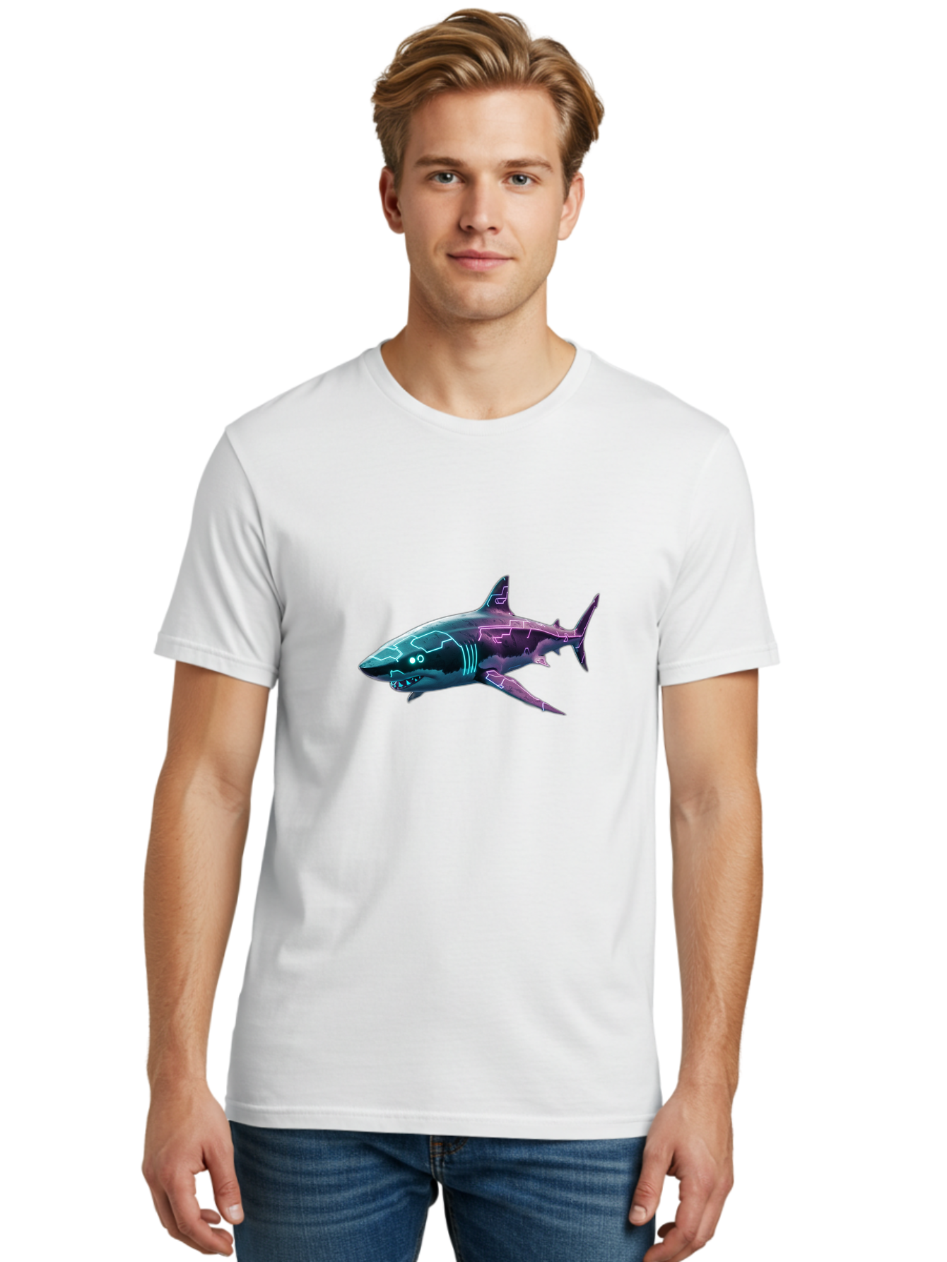 Cyberpunk-Shark Men'S Graphic Tee, 100% Cotton, Comfortable Casual Summer Wear, Machine Washable, Vintage Camera, Old Camera, Antique Camera, Black Camera, Classic Photography, Photography Equipment, Nostalgic Device, Film Camera, Camera Art Bam211
