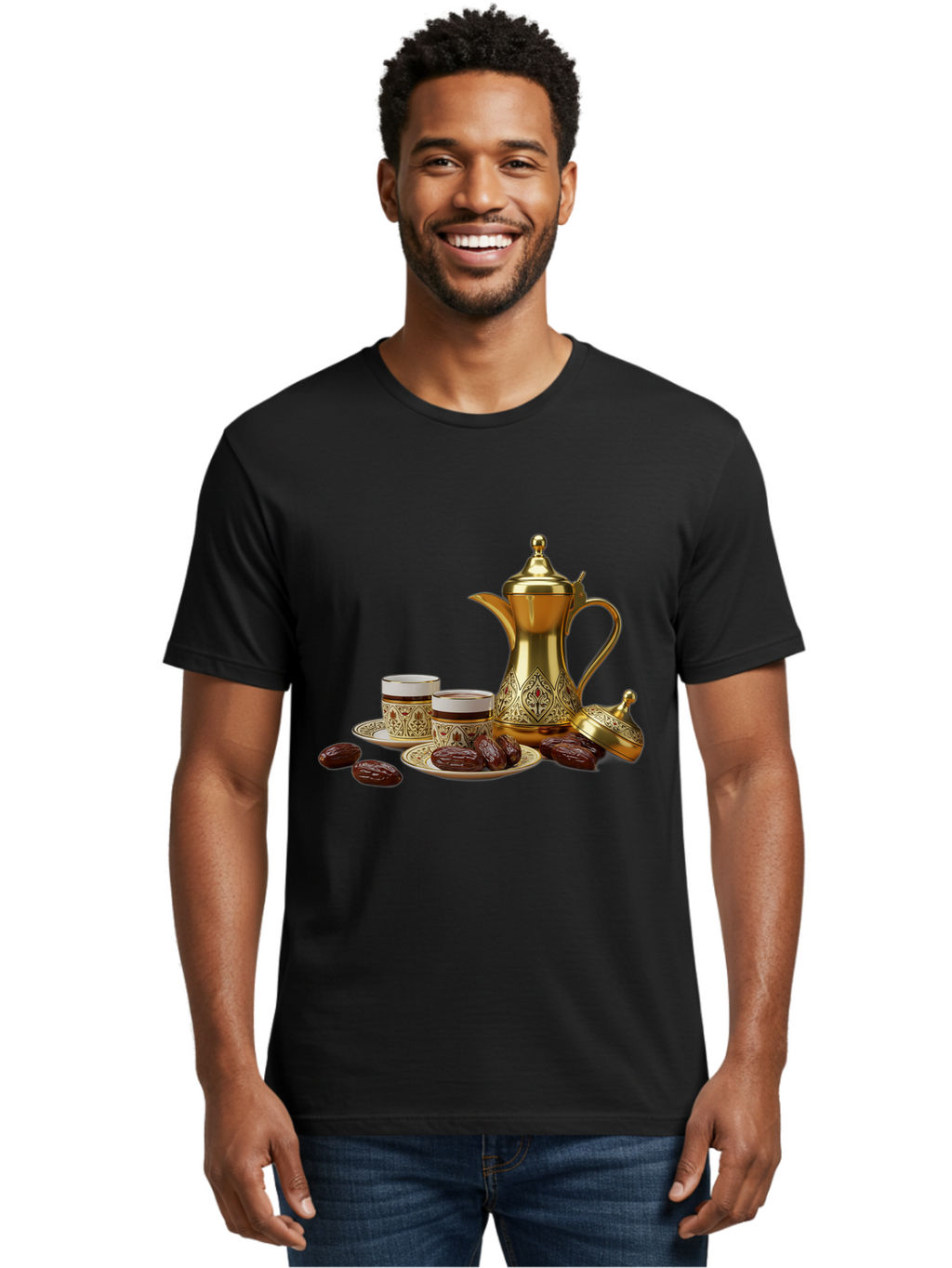 Dallah-Tea-Set Men'S Graphic Tee, 100% Cotton, Comfortable Casual Summer Wear, Machine Washable, Vintage Camera, Old Camera, Antique Camera, Black Camera, Classic Photography, Photography Equipment, Nostalgic Device, Film Camera, Camera Art Bam217