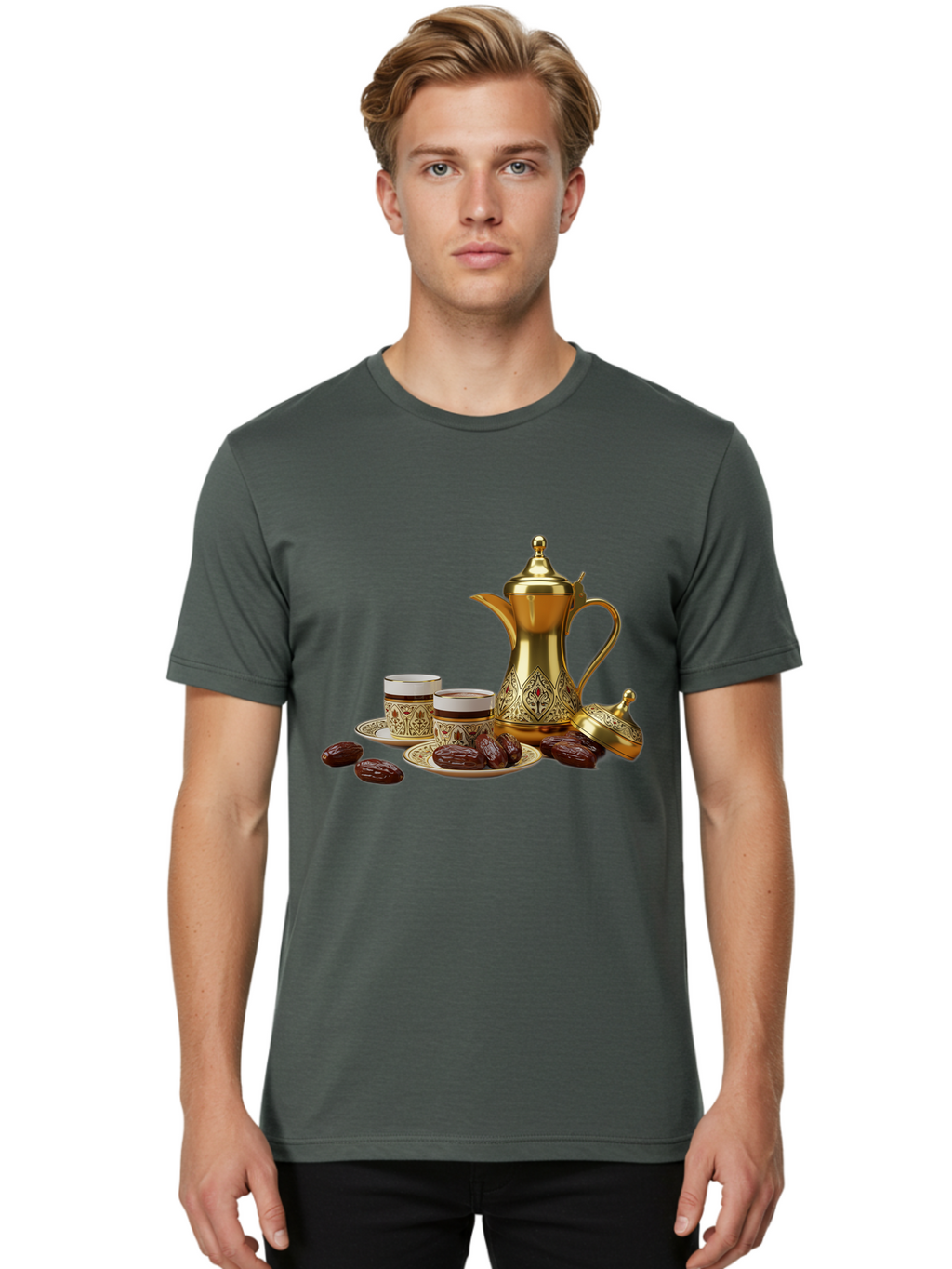 Dallah-Tea-Set Men'S Graphic Tee, 100% Cotton, Comfortable Casual Summer Wear, Machine Washable, Vintage Camera, Old Camera, Antique Camera, Black Camera, Classic Photography, Photography Equipment, Nostalgic Device, Film Camera, Camera Art Bam217