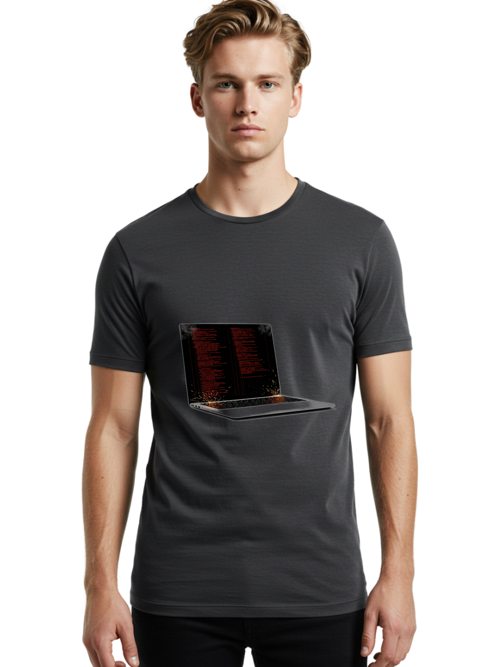 Damaged-Laptop Men'S Graphic Tee, 100% Cotton, Comfortable Casual Summer Wear, Machine Washable, Vintage Camera, Old Camera, Antique Camera, Black Camera, Classic Photography, Photography Equipment, Nostalgic Device, Film Camera, Camera Art Bam219