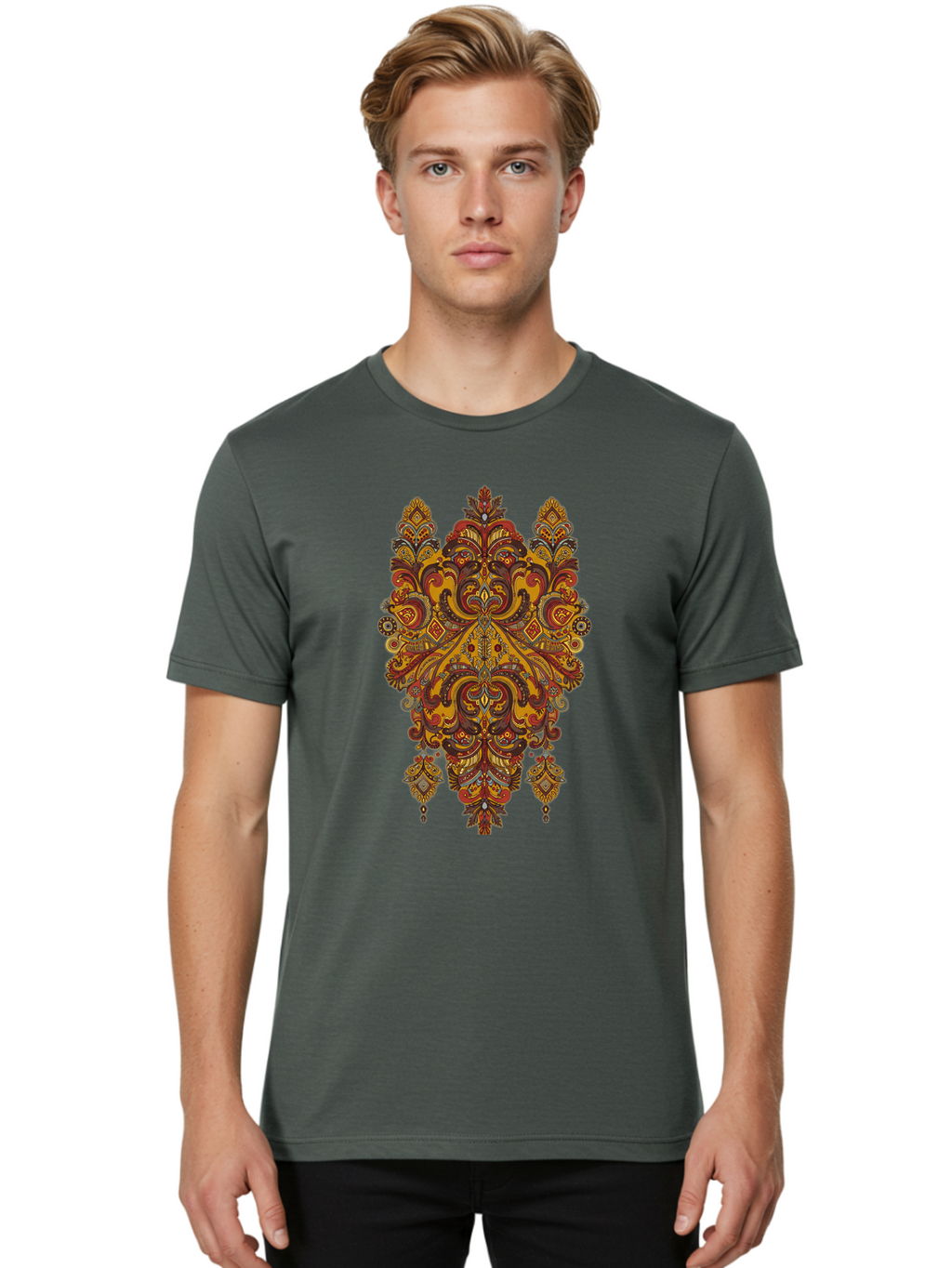 Damask-Pattern Men'S Graphic Tee, 100% Cotton, Comfortable Casual Summer Wear, Machine Washable, Vintage Camera, Old Camera, Antique Camera, Black Camera, Classic Photography, Photography Equipment, Nostalgic Device, Film Camera, Camera Art Bam220