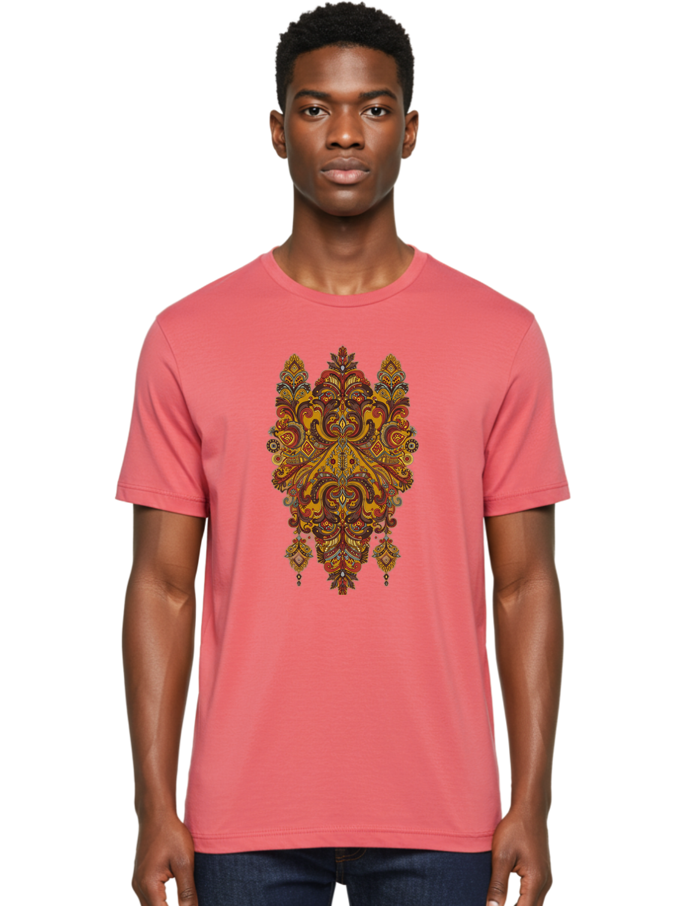 Damask-Pattern Men'S Graphic Tee, 100% Cotton, Comfortable Casual Summer Wear, Machine Washable, Vintage Camera, Old Camera, Antique Camera, Black Camera, Classic Photography, Photography Equipment, Nostalgic Device, Film Camera, Camera Art Bam220