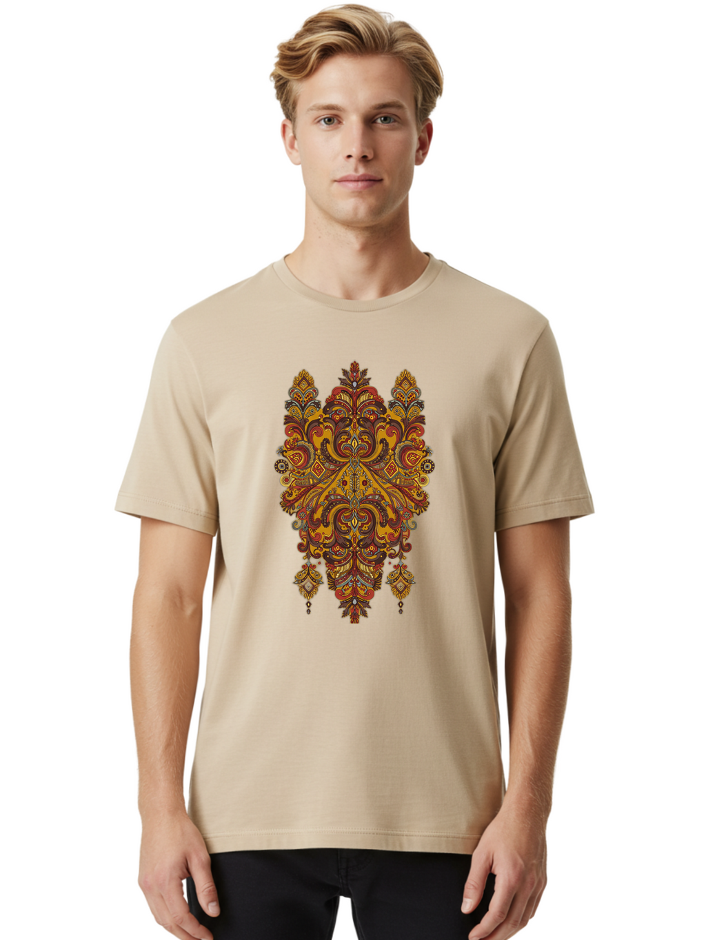 Damask-Pattern Men'S Graphic Tee, 100% Cotton, Comfortable Casual Summer Wear, Machine Washable, Vintage Camera, Old Camera, Antique Camera, Black Camera, Classic Photography, Photography Equipment, Nostalgic Device, Film Camera, Camera Art Bam220