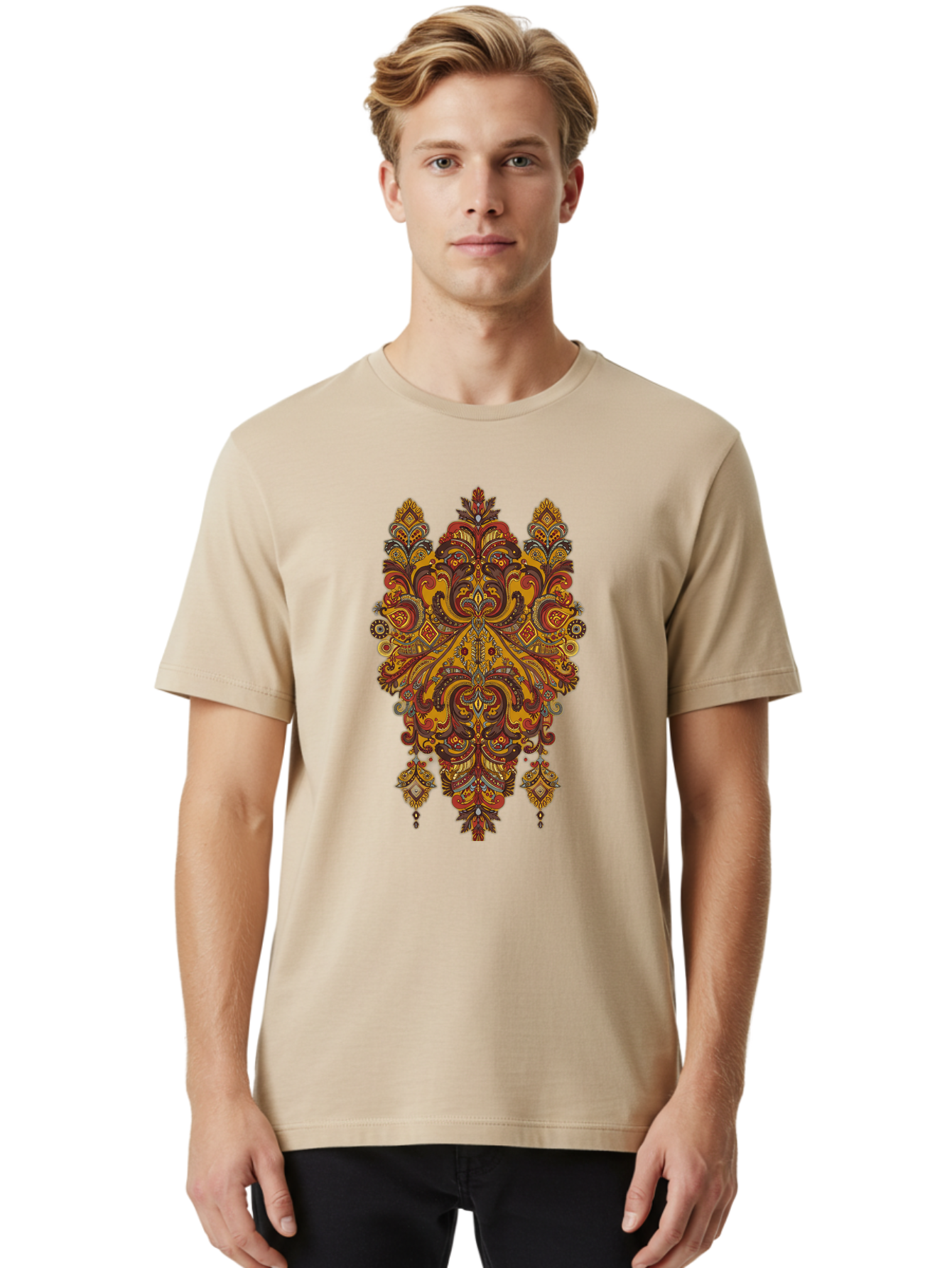 Damask-Pattern Men'S Graphic Tee, 100% Cotton, Comfortable Casual Summer Wear, Machine Washable, Vintage Camera, Old Camera, Antique Camera, Black Camera, Classic Photography, Photography Equipment, Nostalgic Device, Film Camera, Camera Art Bam220