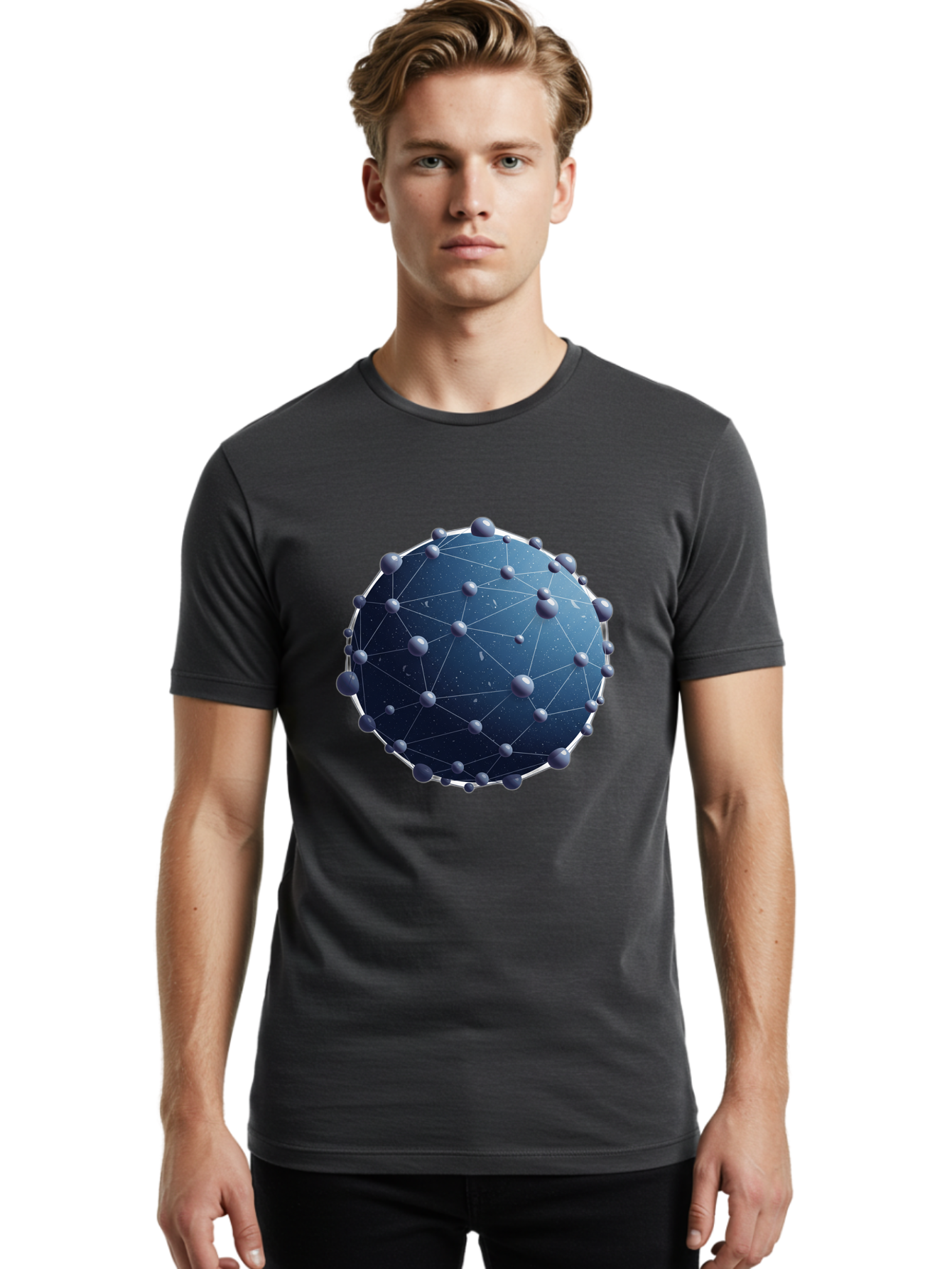 Dark-Blue-Sphere-With-Nodules Men'S Graphic Tee, 100% Cotton, Comfortable Casual Summer Wear, Machine Washable, Vintage Camera, Old Camera, Antique Camera, Black Camera, Classic Photography, Photography Equipment, Nostalgic Device, Bam224
