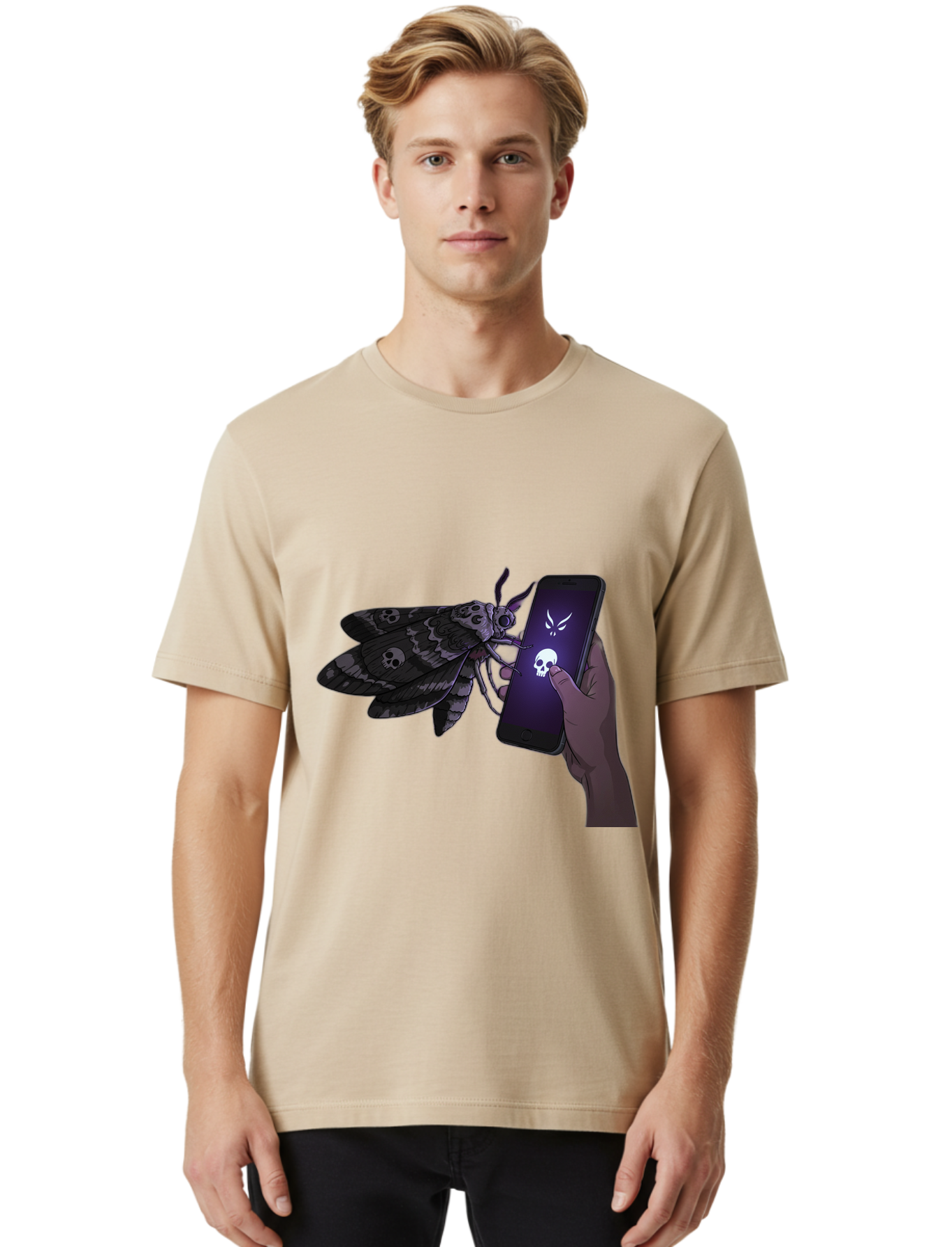 Death-S-Head-Hawkmoth-2 Men'S Graphic Tee, 100% Cotton, Comfortable Casual Summer Wear, Machine Washable, Vintage Camera, Old Camera, Antique Camera, Black Camera, Classic Photography, Photography Equipment, Nostalgic Device, Film Camera, Bam233