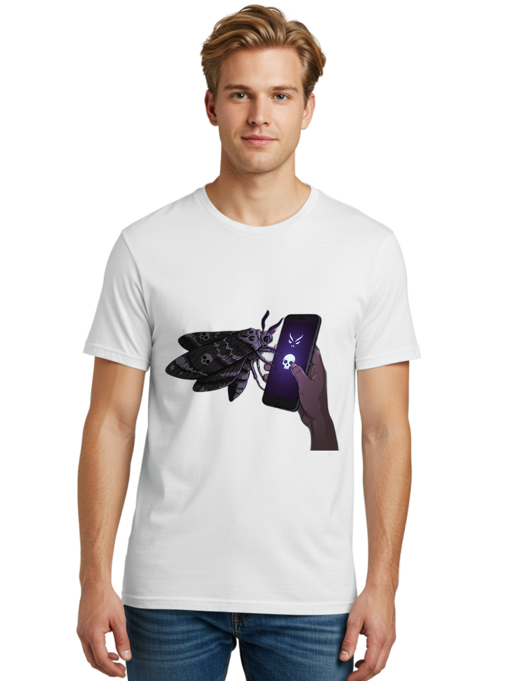 Death-S-Head-Hawkmoth-2 Men'S Graphic Tee, 100% Cotton, Comfortable Casual Summer Wear, Machine Washable, Vintage Camera, Old Camera, Antique Camera, Black Camera, Classic Photography, Photography Equipment, Nostalgic Device, Film Camera, Bam233