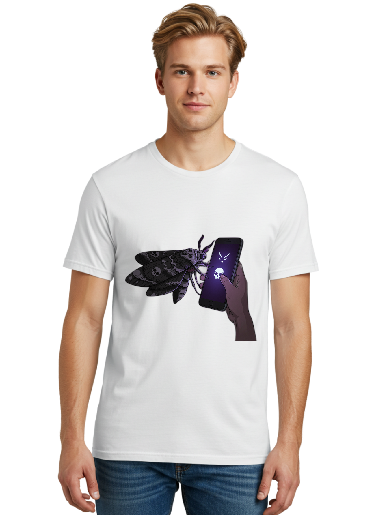 Death-S-Head-Hawkmoth-2 Men'S Graphic Tee, 100% Cotton, Comfortable Casual Summer Wear, Machine Washable, Vintage Camera, Old Camera, Antique Camera, Black Camera, Classic Photography, Photography Equipment, Nostalgic Device, Film Camera, Bam233