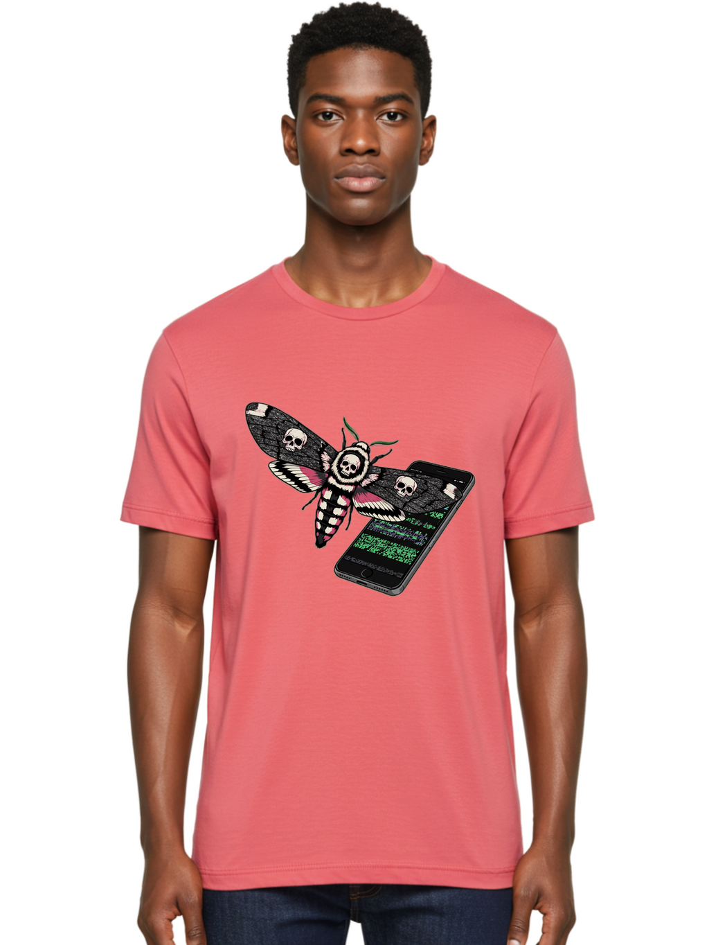 Death-S-Head-Hawkmoth-Smartphone Men'S Graphic Tee, 100% Cotton, Comfortable Casual Summer Wear, Machine Washable, Vintage Camera, Old Camera, Antique Camera, Black Camera, Classic Photography, Photography Equipment, Nostalgic Device, Bam235