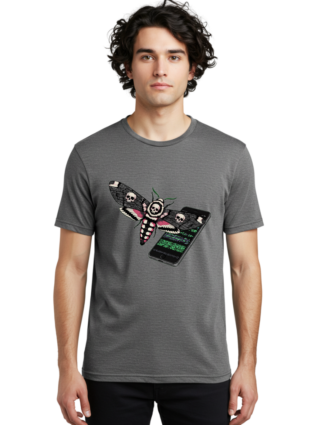 Death-S-Head-Hawkmoth-Smartphone Men'S Graphic Tee, 100% Cotton, Comfortable Casual Summer Wear, Machine Washable, Vintage Camera, Old Camera, Antique Camera, Black Camera, Classic Photography, Photography Equipment, Nostalgic Device, Bam235
