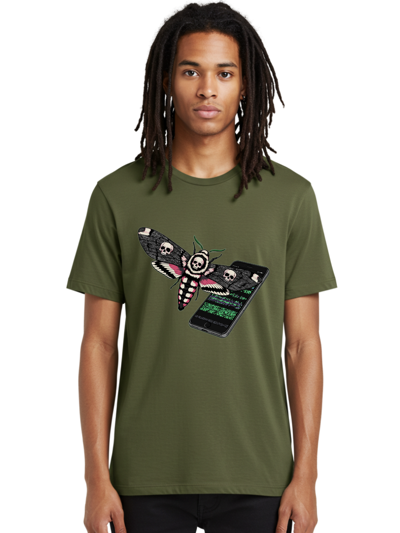 Death-S-Head-Hawkmoth-Smartphone Men'S Graphic Tee, 100% Cotton, Comfortable Casual Summer Wear, Machine Washable, Vintage Camera, Old Camera, Antique Camera, Black Camera, Classic Photography, Photography Equipment, Nostalgic Device, Bam235