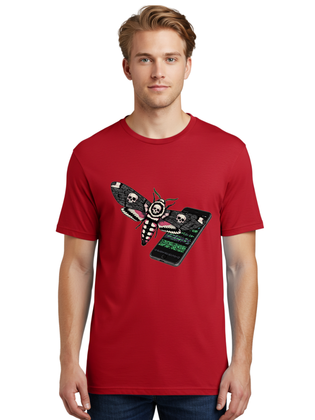 Death-S-Head-Hawkmoth-Smartphone Men'S Graphic Tee, 100% Cotton, Comfortable Casual Summer Wear, Machine Washable, Vintage Camera, Old Camera, Antique Camera, Black Camera, Classic Photography, Photography Equipment, Nostalgic Device, Bam235