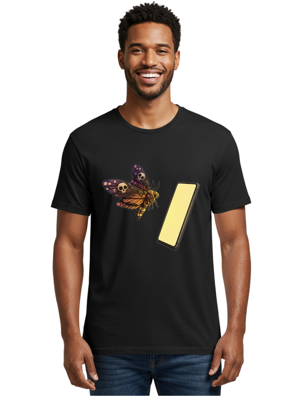 Death-S-Head-Hawkmoth Men'S Graphic Tee, 100% Cotton, Comfortable Casual Summer Wear, Machine Washable, Vintage Camera, Old Camera, Antique Camera, Black Camera, Classic Photography, Photography Equipment, Nostalgic Device, Film Camera, Bam236