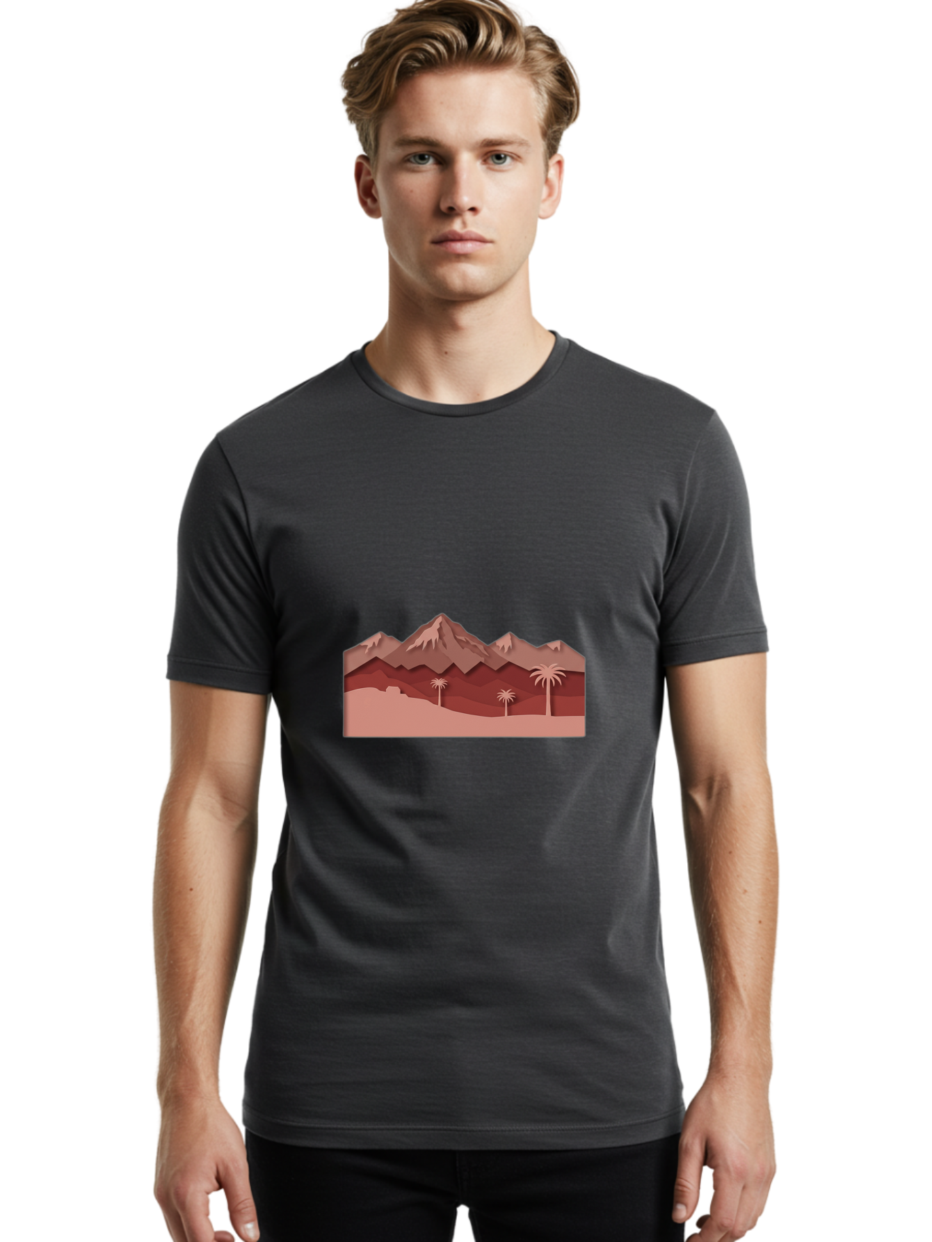Desert-Mountains Men'S Graphic Tee, 100% Cotton, Comfortable Casual Summer Wear, Machine Washable, Vintage Camera, Old Camera, Antique Camera, Black Camera, Classic Photography, Photography Equipment, Nostalgic Device, Film Camera, Camera Art Bam247