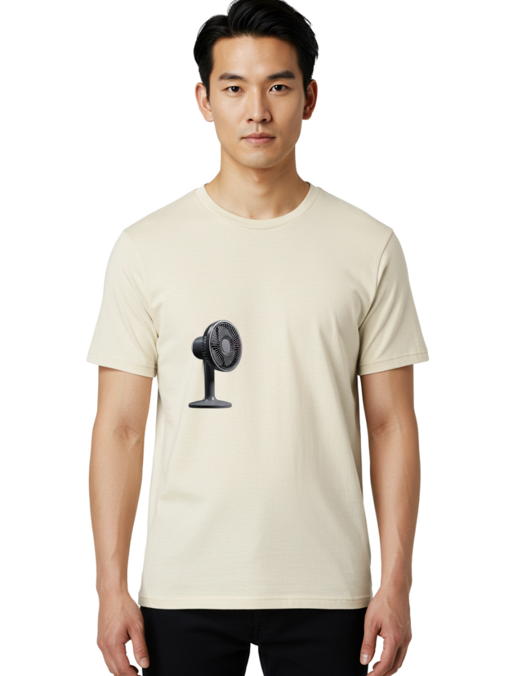 Desk-Fan-1 Men'S Graphic Tee, 100% Cotton, Comfortable Casual Summer Wear, Machine Washable, Vintage Camera, Old Camera, Antique Camera, Black Camera, Classic Photography, Photography Equipment, Nostalgic Device, Film Camera, Camera Art Bam248
