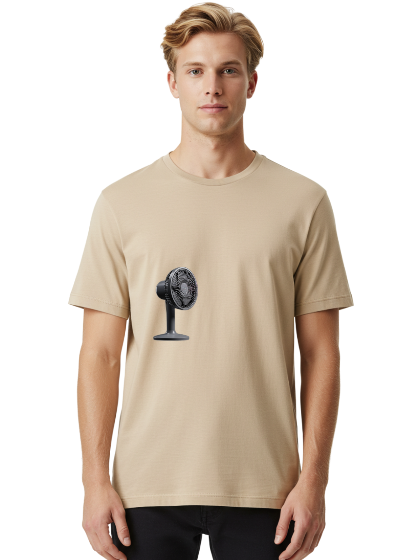 Desk-Fan-1 Men'S Graphic Tee, 100% Cotton, Comfortable Casual Summer Wear, Machine Washable, Vintage Camera, Old Camera, Antique Camera, Black Camera, Classic Photography, Photography Equipment, Nostalgic Device, Film Camera, Camera Art Bam248