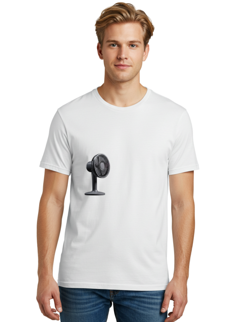 Desk-Fan-1 Men'S Graphic Tee, 100% Cotton, Comfortable Casual Summer Wear, Machine Washable, Vintage Camera, Old Camera, Antique Camera, Black Camera, Classic Photography, Photography Equipment, Nostalgic Device, Film Camera, Camera Art Bam248