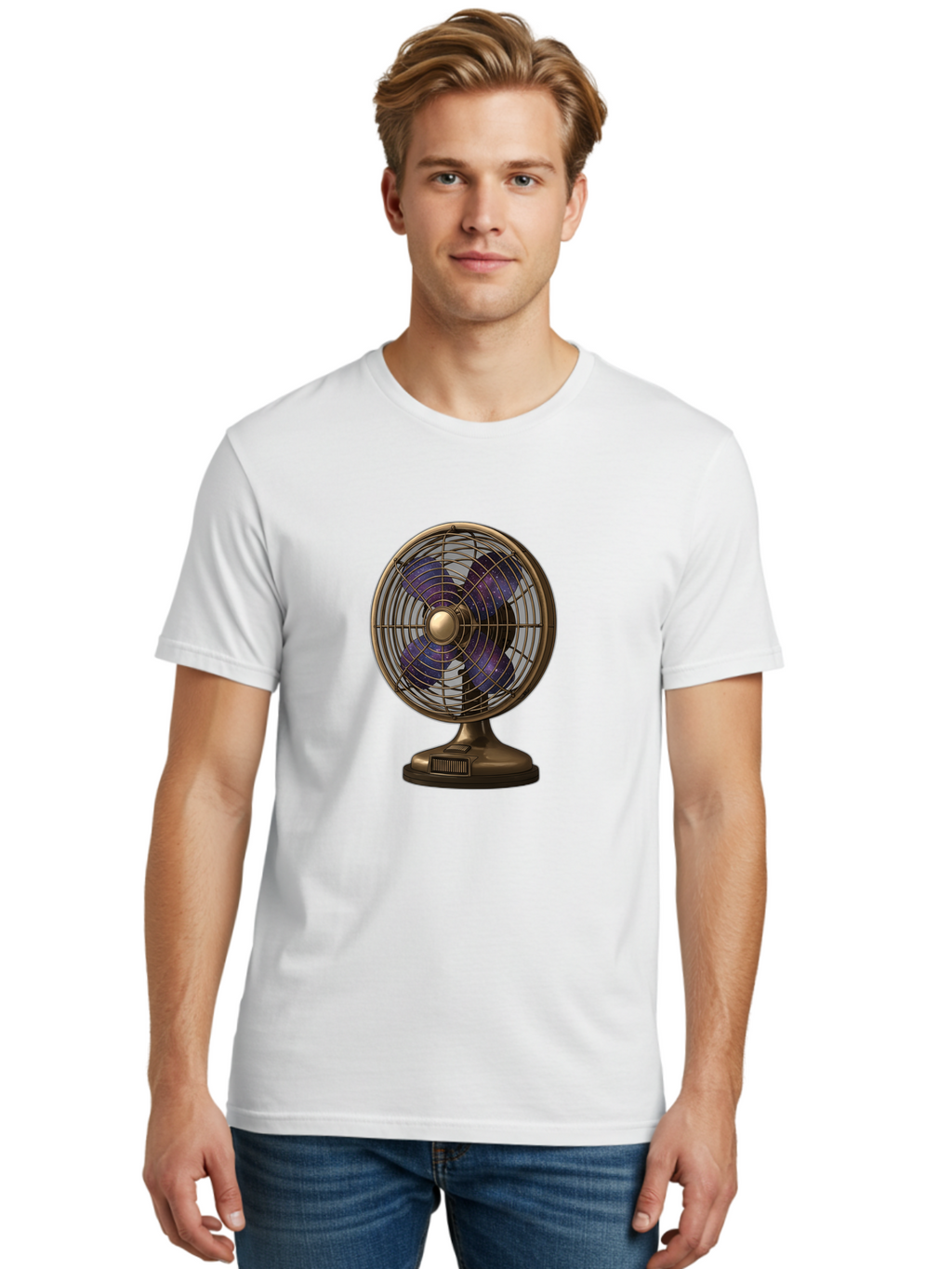 Desk-Fan Men'S Graphic Tee, 100% Cotton, Comfortable Casual Summer Wear, Machine Washable, Vintage Camera, Old Camera, Antique Camera, Black Camera, Classic Photography, Photography Equipment, Nostalgic Device, Film Camera, Camera Art Bam249