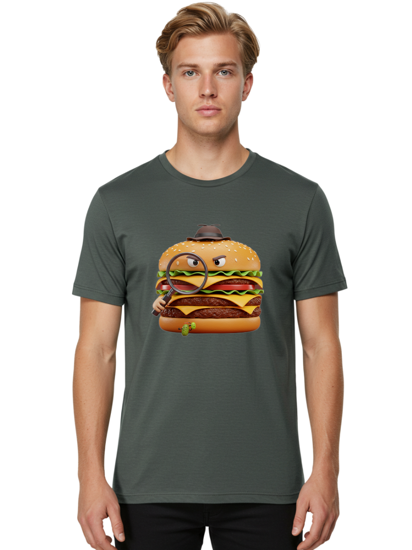 Detective-Burger Men'S Graphic Tee, 100% Cotton, Comfortable Casual Summer Wear, Machine Washable, Vintage Camera, Old Camera, Antique Camera, Black Camera, Classic Photography, Photography Equipment, Nostalgic Device, Film Camera, Camera Art Bam250
