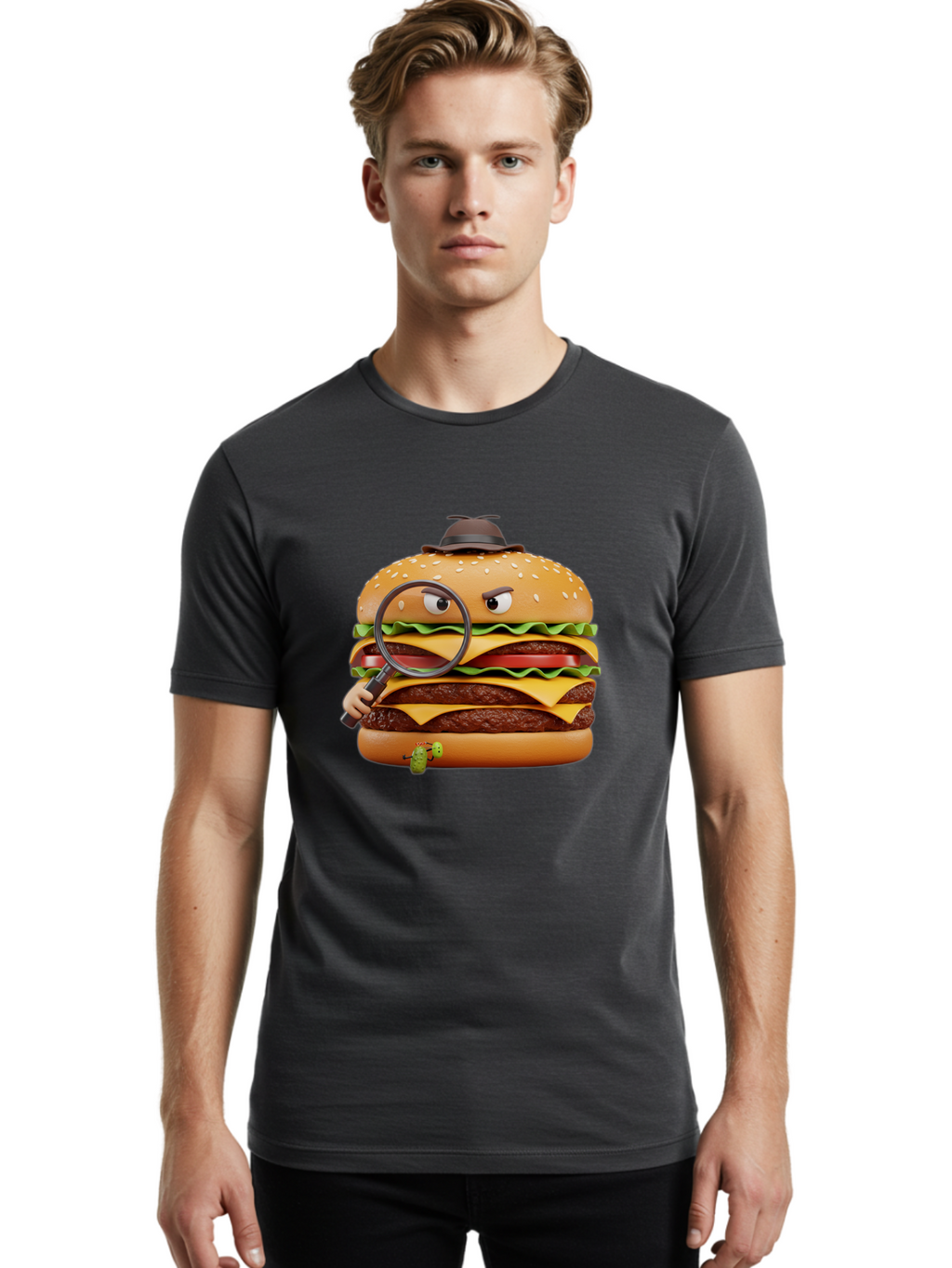 Detective-Burger Men'S Graphic Tee, 100% Cotton, Comfortable Casual Summer Wear, Machine Washable, Vintage Camera, Old Camera, Antique Camera, Black Camera, Classic Photography, Photography Equipment, Nostalgic Device, Film Camera, Camera Art Bam250
