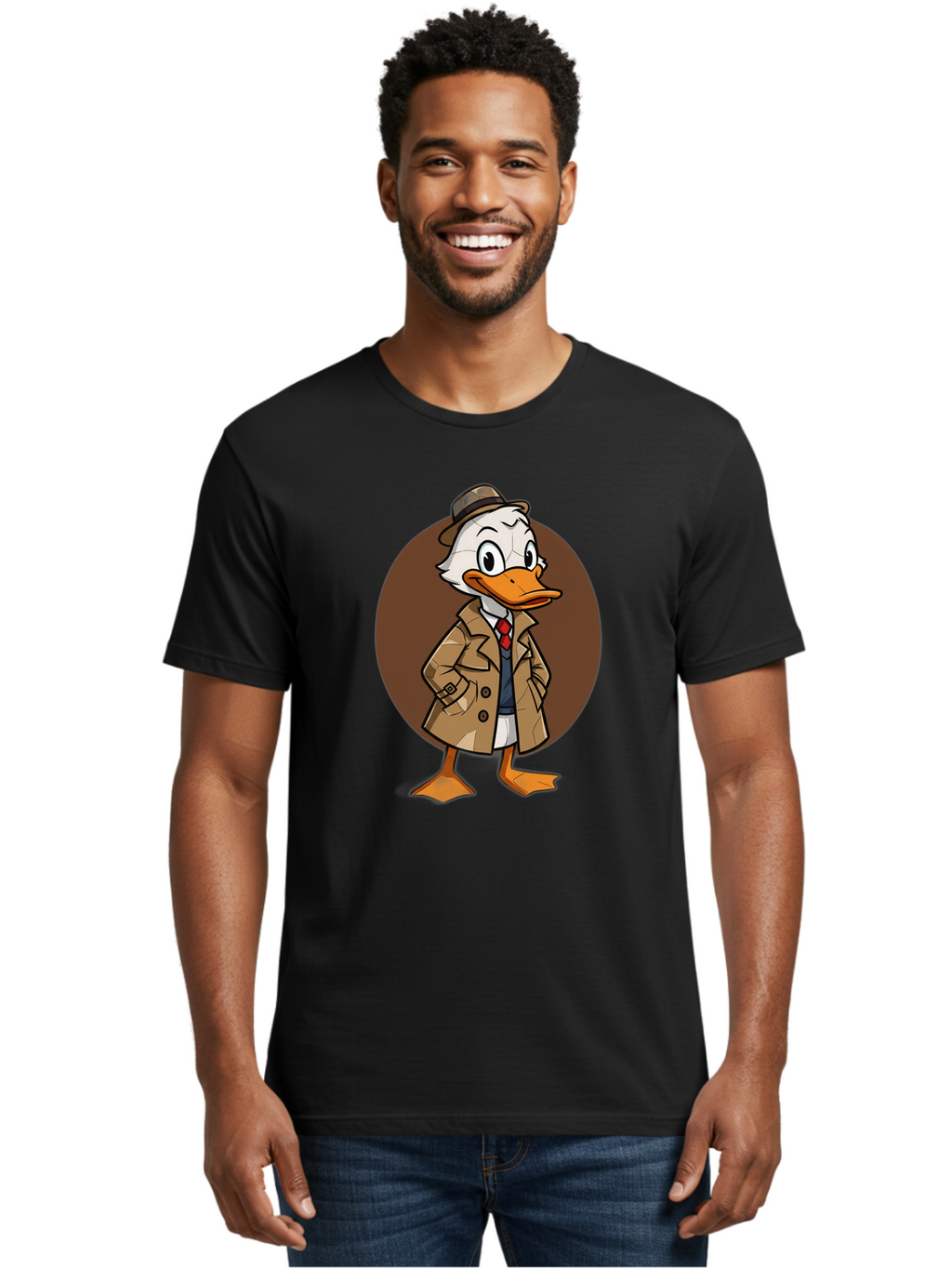 Detective-Duck-1 Men'S Graphic Tee, 100% Cotton, Comfortable Casual Summer Wear, Machine Washable, Vintage Camera, Old Camera, Antique Camera, Black Camera, Classic Photography, Photography Equipment, Nostalgic Device, Film Camera, Camera Art Bam251