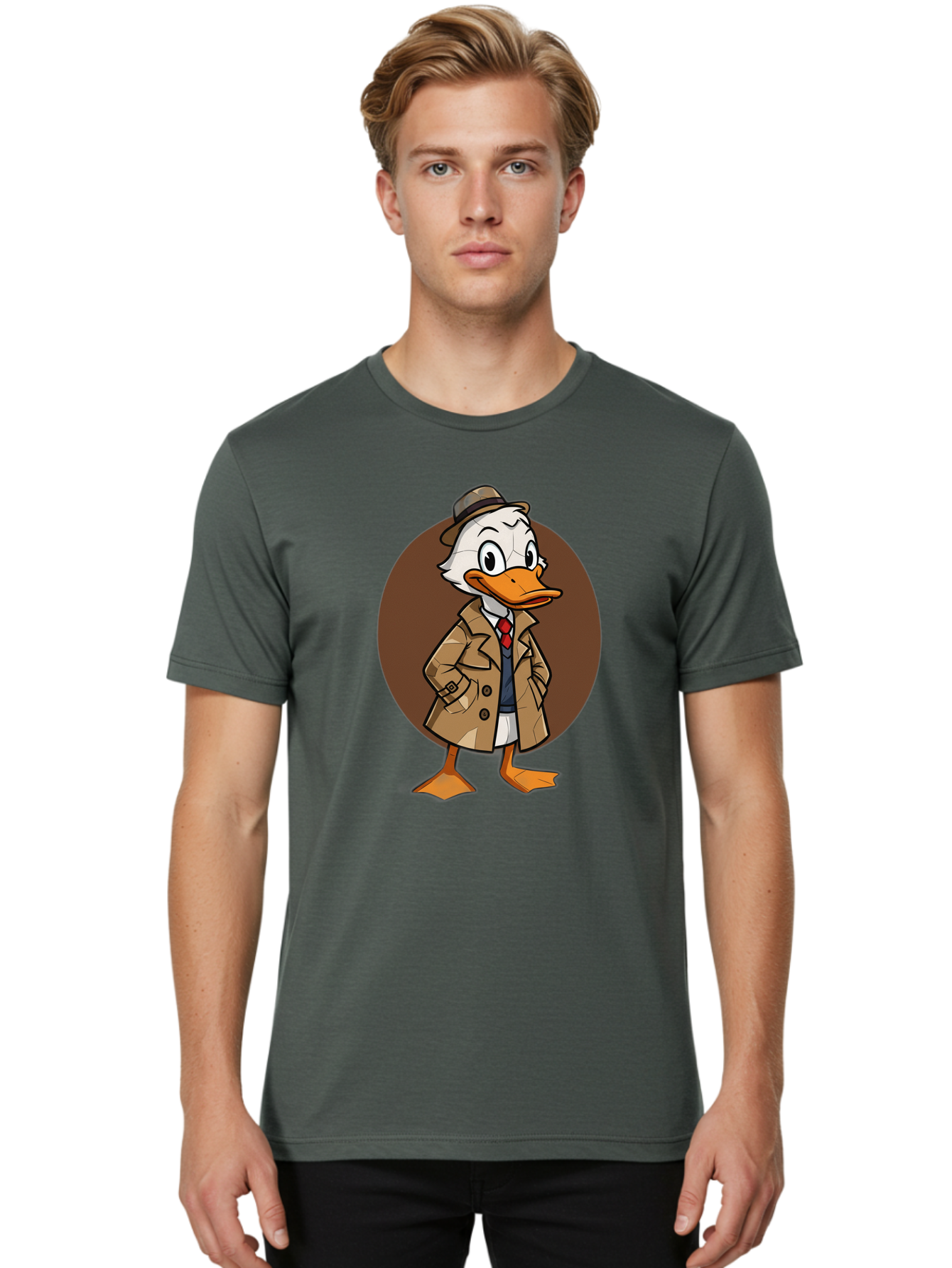 Detective-Duck-1 Men'S Graphic Tee, 100% Cotton, Comfortable Casual Summer Wear, Machine Washable, Vintage Camera, Old Camera, Antique Camera, Black Camera, Classic Photography, Photography Equipment, Nostalgic Device, Film Camera, Camera Art Bam251