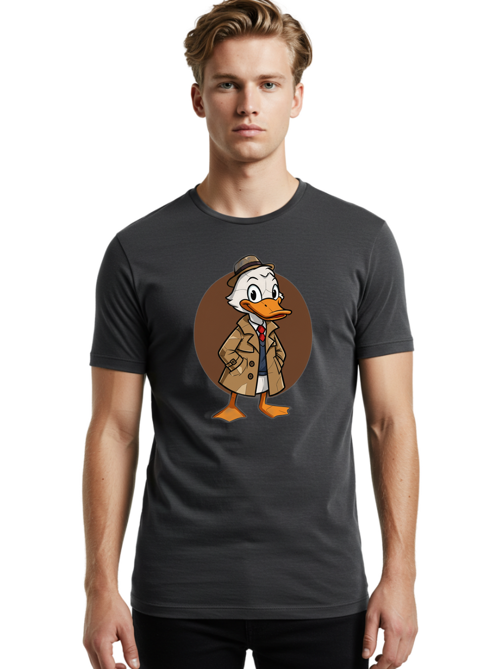 Detective-Duck-1 Men'S Graphic Tee, 100% Cotton, Comfortable Casual Summer Wear, Machine Washable, Vintage Camera, Old Camera, Antique Camera, Black Camera, Classic Photography, Photography Equipment, Nostalgic Device, Film Camera, Camera Art Bam251