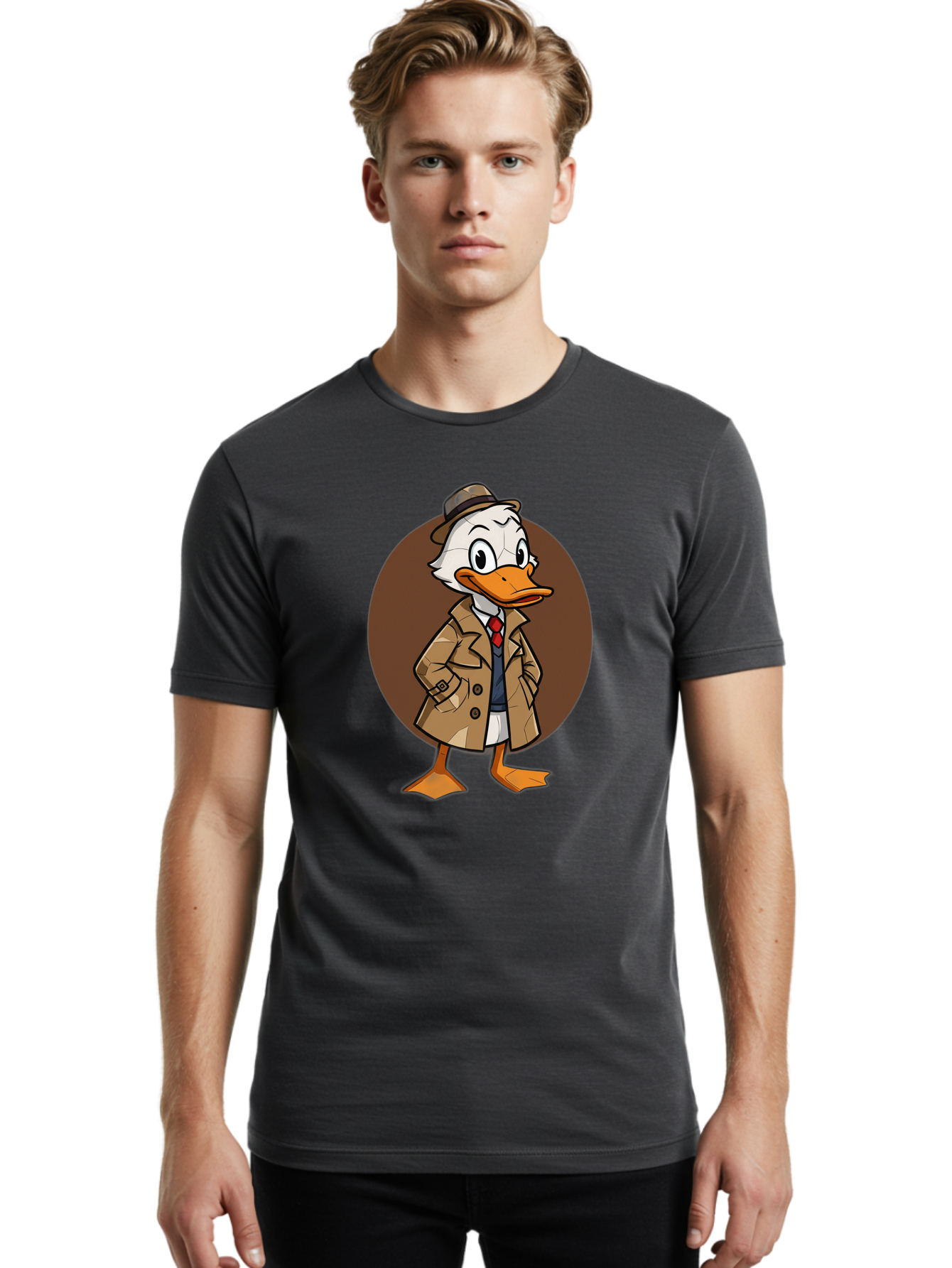 Detective-Duck-1 Men'S Graphic Tee, 100% Cotton, Comfortable Casual Summer Wear, Machine Washable, Vintage Camera, Old Camera, Antique Camera, Black Camera, Classic Photography, Photography Equipment, Nostalgic Device, Film Camera, Camera Art Bam251