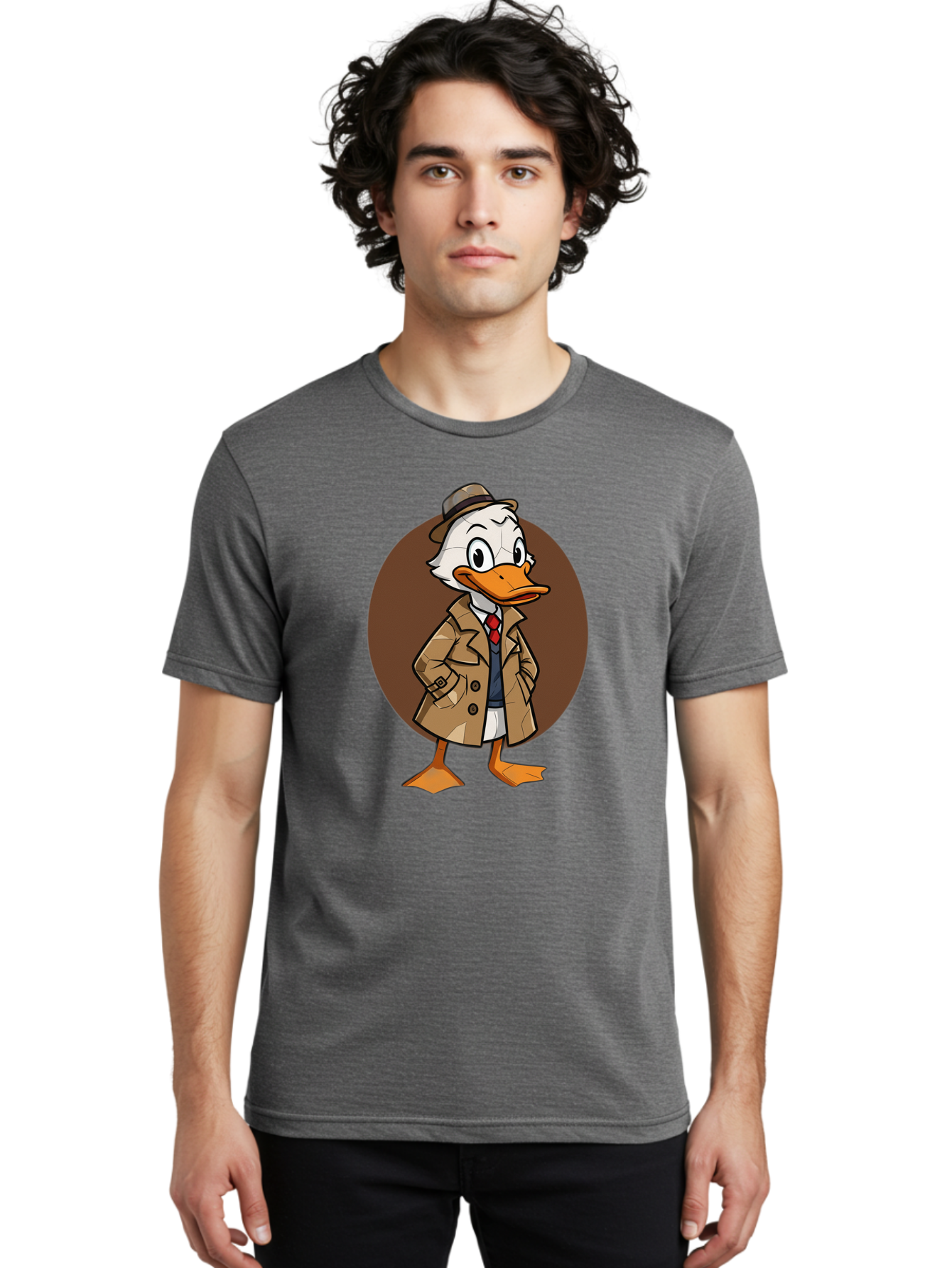 Detective-Duck-1 Men'S Graphic Tee, 100% Cotton, Comfortable Casual Summer Wear, Machine Washable, Vintage Camera, Old Camera, Antique Camera, Black Camera, Classic Photography, Photography Equipment, Nostalgic Device, Film Camera, Camera Art Bam251