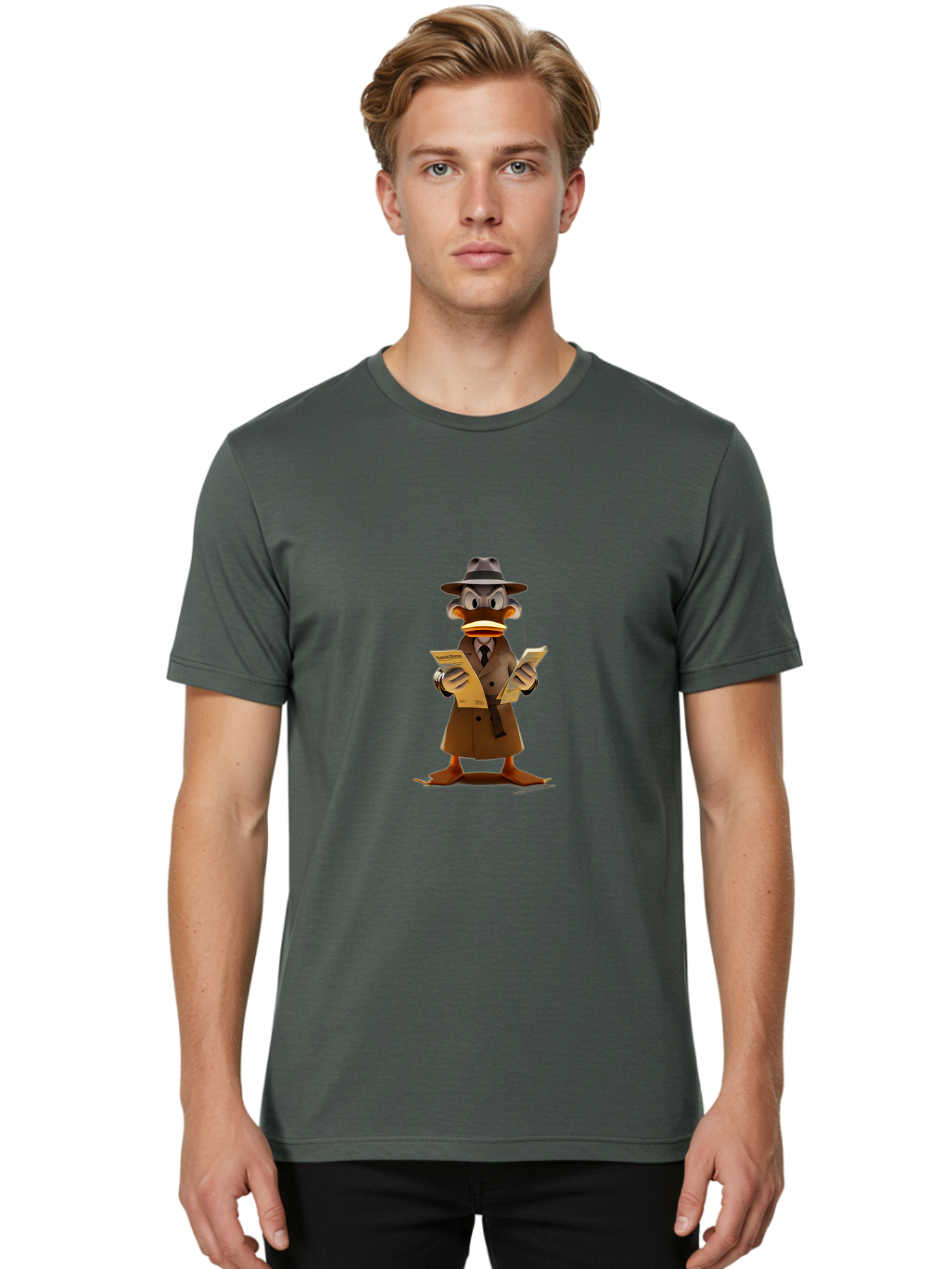 Detective-Duck-2 Men'S Graphic Tee, 100% Cotton, Comfortable Casual Summer Wear, Machine Washable, Vintage Camera, Old Camera, Antique Camera, Black Camera, Classic Photography, Photography Equipment, Nostalgic Device, Film Camera, Camera Art Bam252