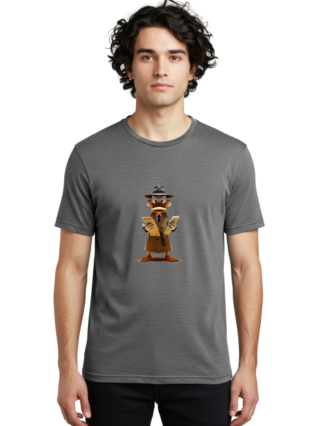 Detective-Duck-2 Men'S Graphic Tee, 100% Cotton, Comfortable Casual Summer Wear, Machine Washable, Vintage Camera, Old Camera, Antique Camera, Black Camera, Classic Photography, Photography Equipment, Nostalgic Device, Film Camera, Camera Art Bam252