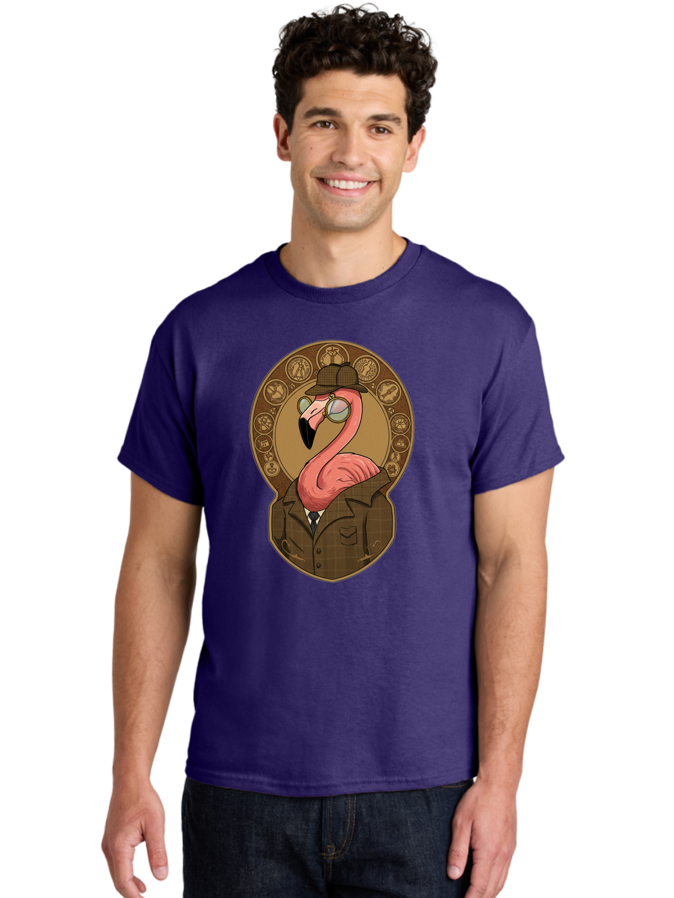 Detective-Flamingo Men'S Graphic Tee, 100% Cotton, Comfortable Casual Summer Wear, Machine Washable, Vintage Camera, Old Camera, Antique Camera, Black Camera, Classic Photography, Photography Equipment, Nostalgic Device, Film Camera, Bam254