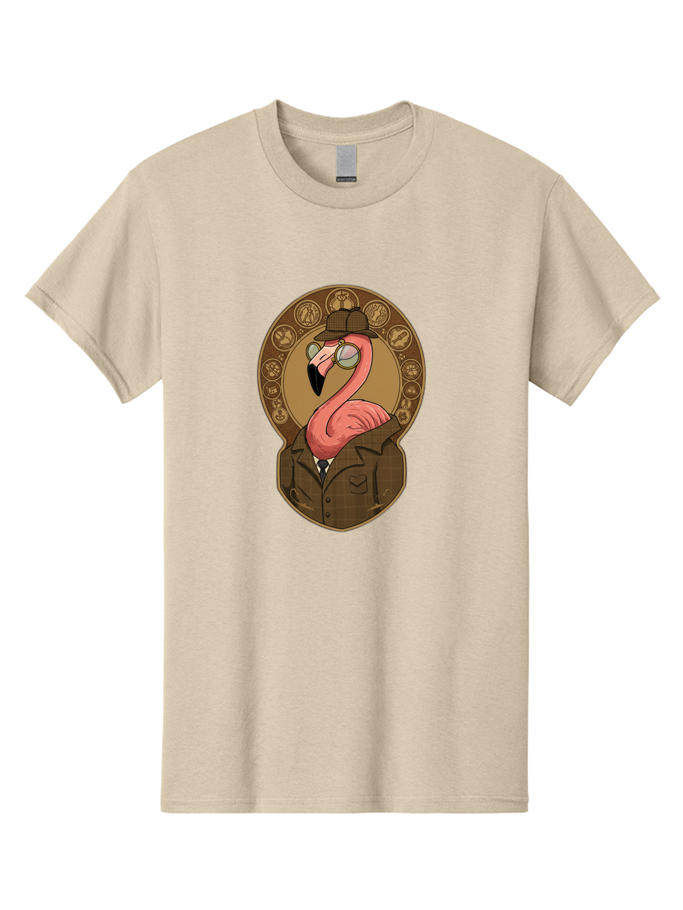 Detective-Flamingo Men'S Graphic Tee, 100% Cotton, Comfortable Casual Summer Wear, Machine Washable, Vintage Camera, Old Camera, Antique Camera, Black Camera, Classic Photography, Photography Equipment, Nostalgic Device, Film Camera, Bam254