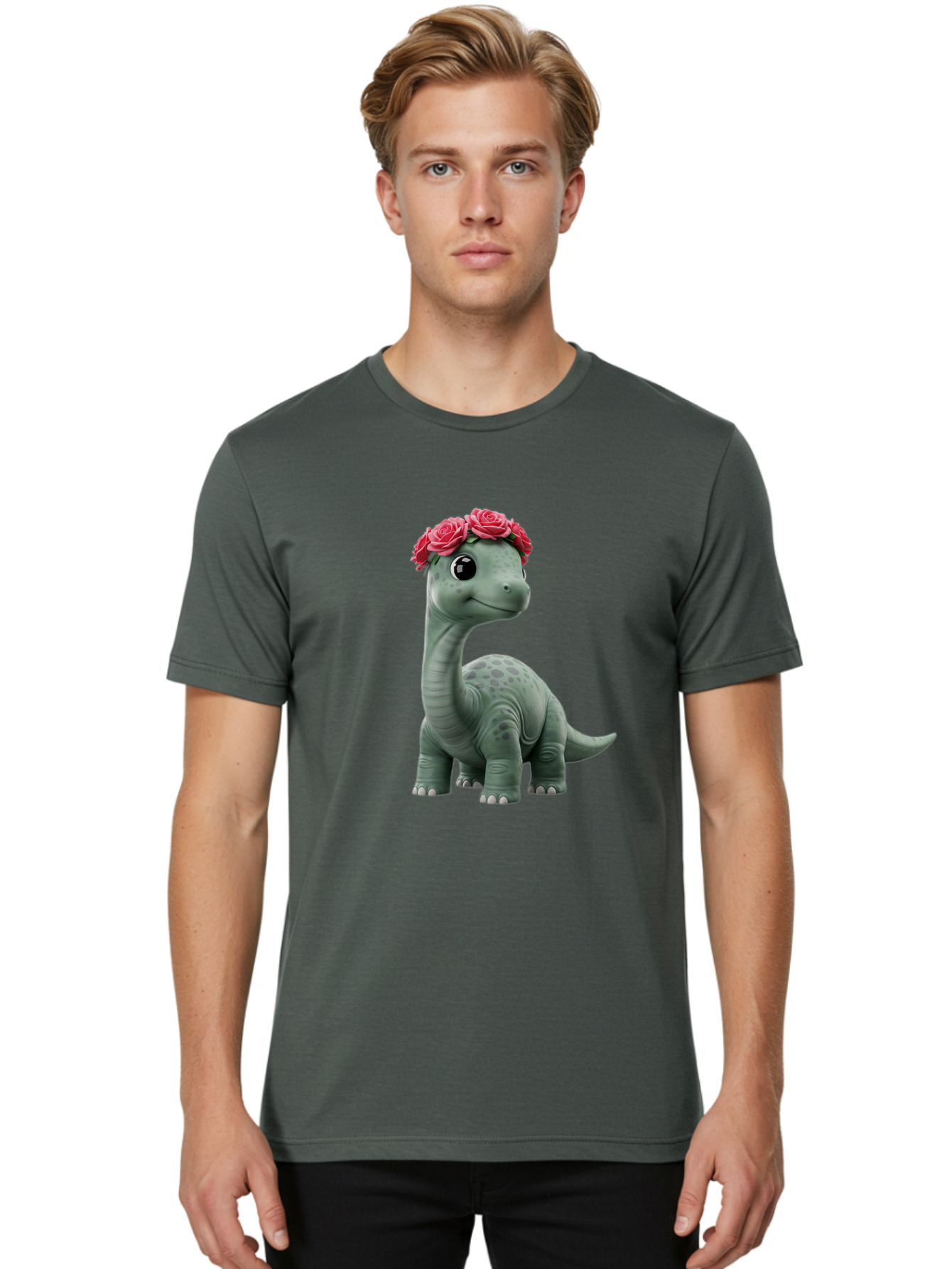 Dino-With-Flowers-Crown Men'S Graphic Tee, 100% Cotton, Comfortable Casual Summer Wear, Machine Washable, Vintage Camera, Old Camera, Antique Camera, Black Camera, Classic Photography, Photography Equipment, Nostalgic Device, Film Camera, Bam262