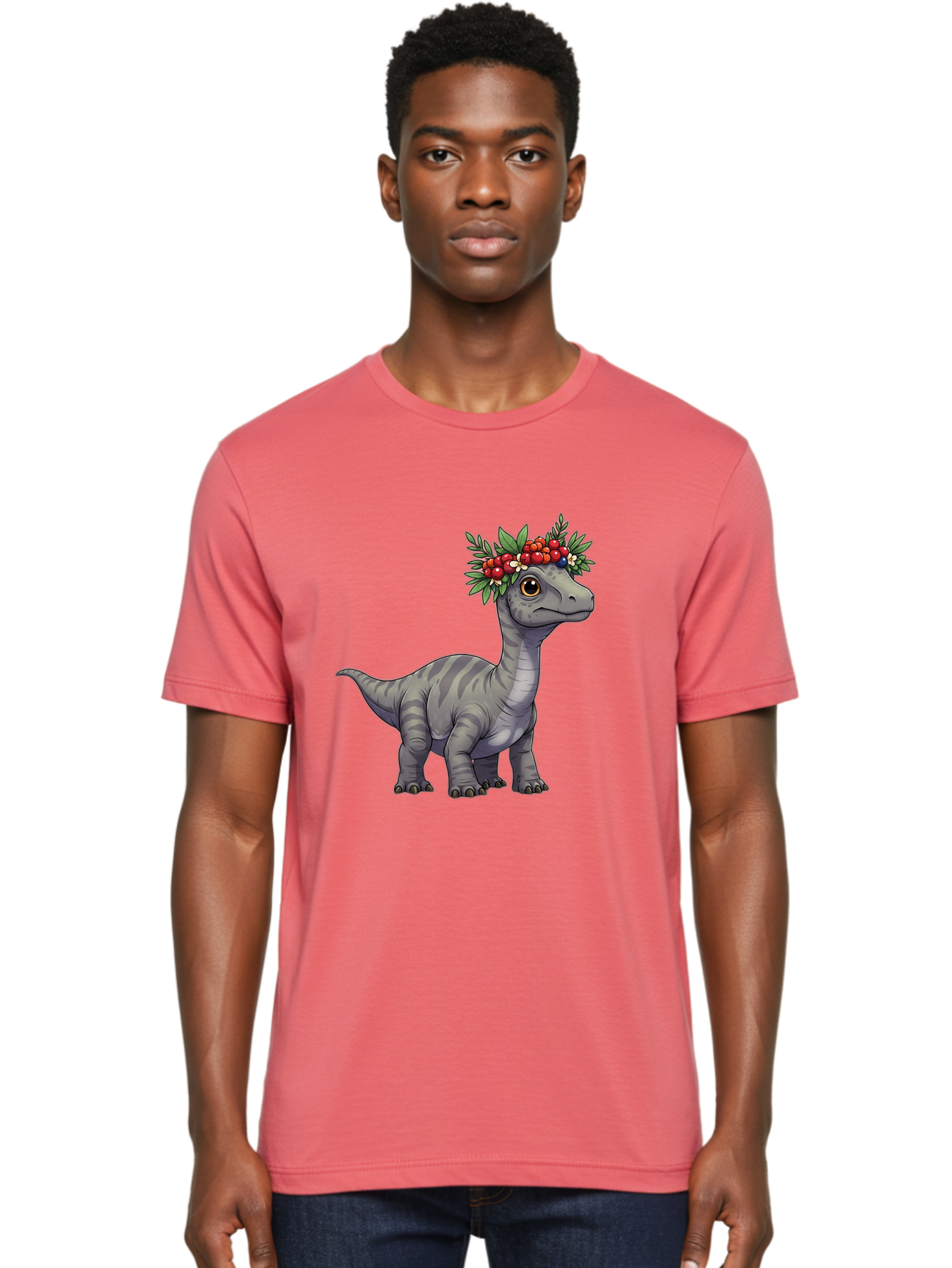 Dinosaur-With-Flower-Crown-1 Men'S Graphic Tee, 100% Cotton, Comfortable Casual Summer Wear, Machine Washable, Vintage Camera, Old Camera, Antique Camera, Black Camera, Classic Photography, Photography Equipment, Nostalgic Device, Film Camera, Bam267