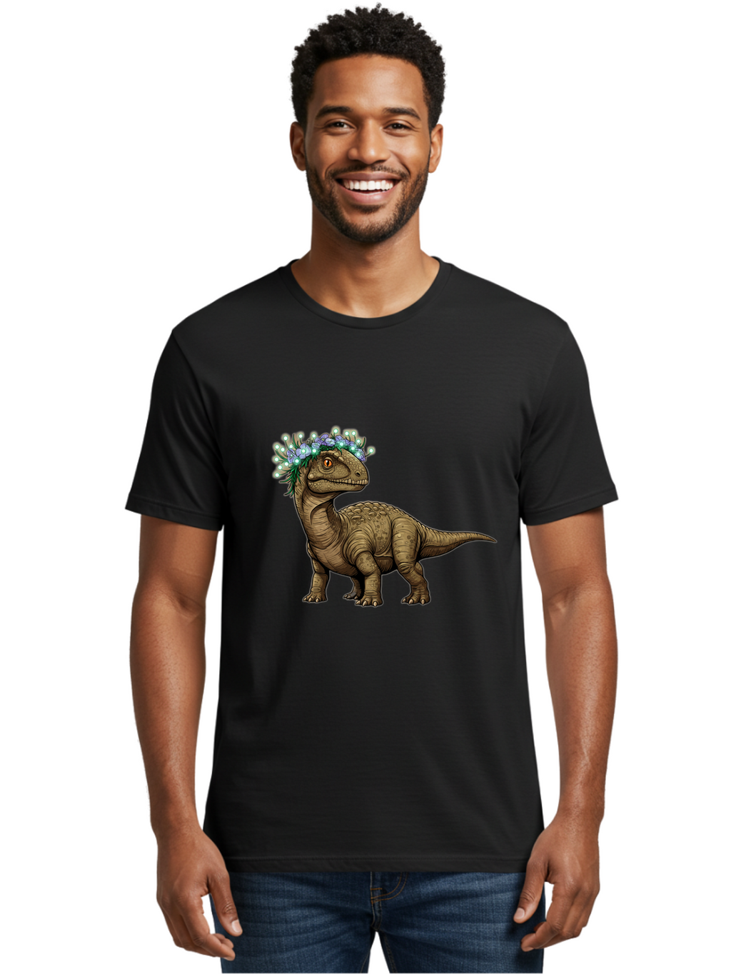 Dinosaur-With-Flower-Crown-2 Men'S Graphic Tee, 100% Cotton, Comfortable Casual Summer Wear, Machine Washable, Vintage Camera, Old Camera, Antique Camera, Black Camera, Classic Photography, Photography Equipment, Nostalgic Device, Film Camera, Bam268