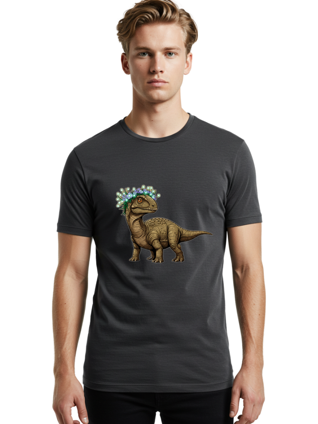 Dinosaur-With-Flower-Crown-2 Men'S Graphic Tee, 100% Cotton, Comfortable Casual Summer Wear, Machine Washable, Vintage Camera, Old Camera, Antique Camera, Black Camera, Classic Photography, Photography Equipment, Nostalgic Device, Film Camera, Bam268