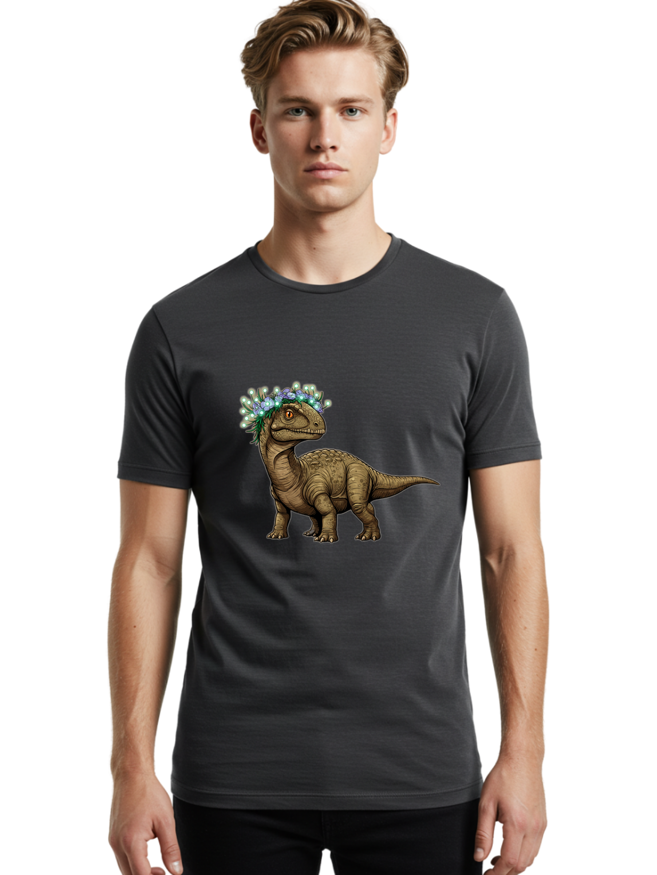 Dinosaur-With-Flower-Crown-2 Men'S Graphic Tee, 100% Cotton, Comfortable Casual Summer Wear, Machine Washable, Vintage Camera, Old Camera, Antique Camera, Black Camera, Classic Photography, Photography Equipment, Nostalgic Device, Film Camera, Bam268