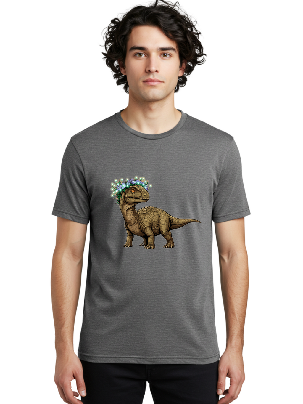 Dinosaur-With-Flower-Crown-2 Men'S Graphic Tee, 100% Cotton, Comfortable Casual Summer Wear, Machine Washable, Vintage Camera, Old Camera, Antique Camera, Black Camera, Classic Photography, Photography Equipment, Nostalgic Device, Film Camera, Bam268