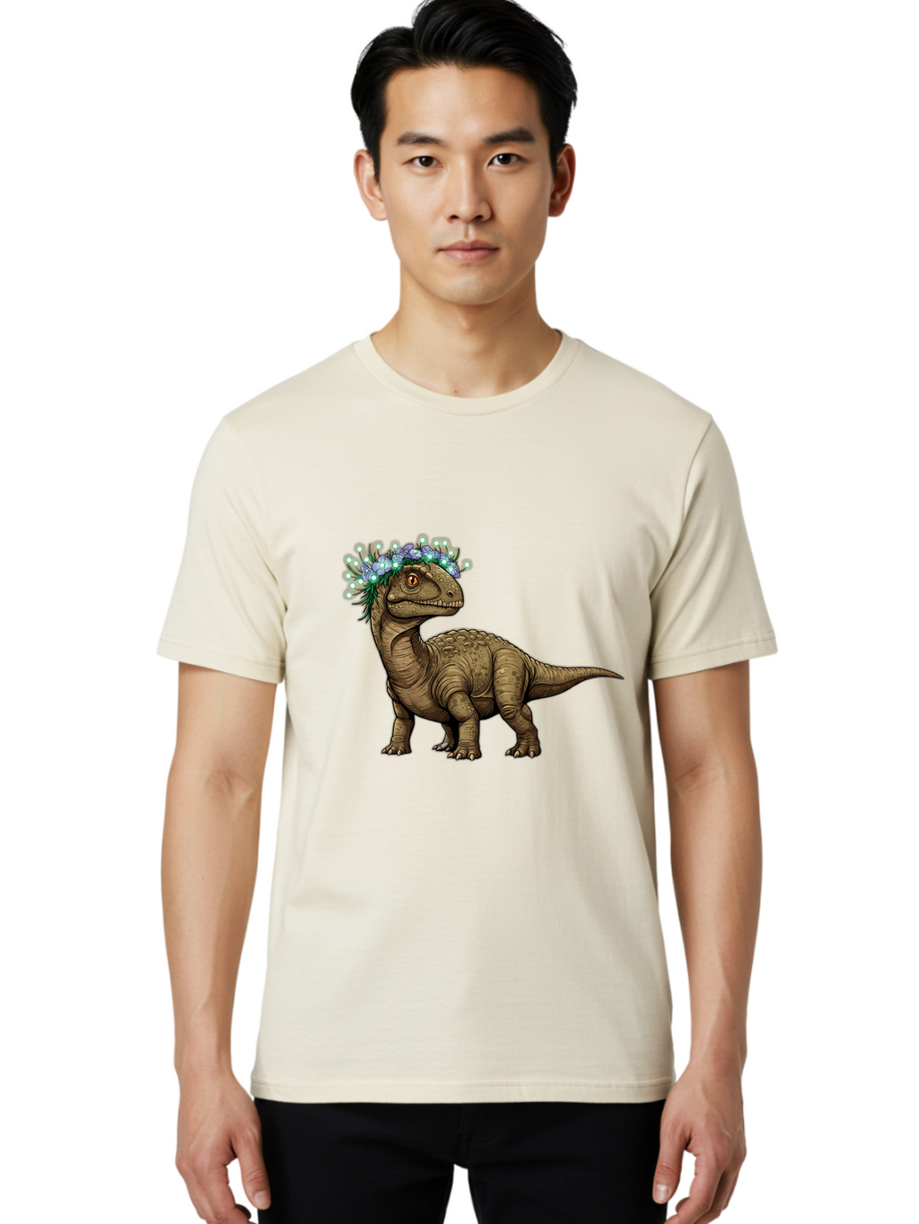 Dinosaur-With-Flower-Crown-2 Men'S Graphic Tee, 100% Cotton, Comfortable Casual Summer Wear, Machine Washable, Vintage Camera, Old Camera, Antique Camera, Black Camera, Classic Photography, Photography Equipment, Nostalgic Device, Film Camera, Bam268
