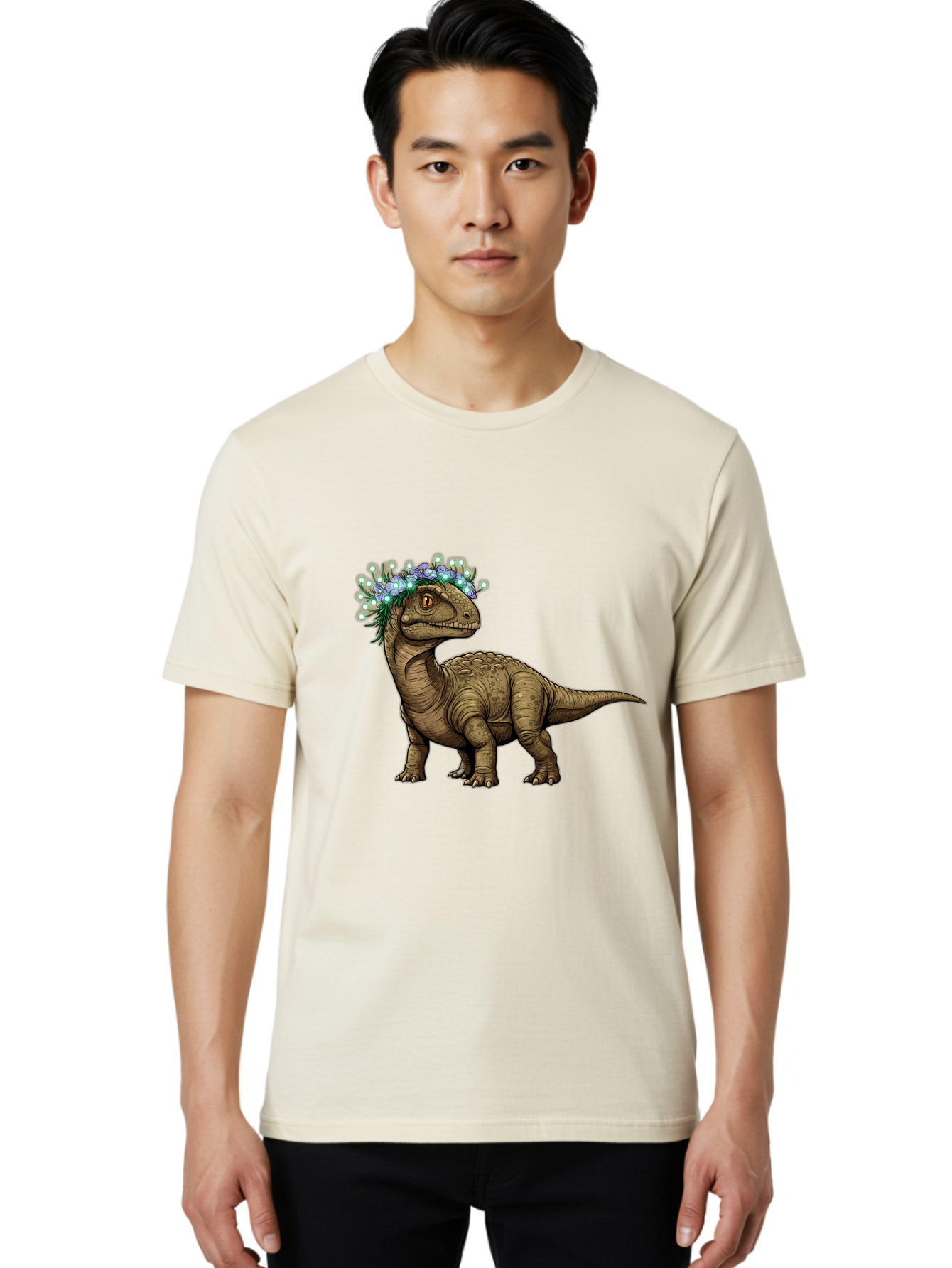 Dinosaur-With-Flower-Crown-2 Men'S Graphic Tee, 100% Cotton, Comfortable Casual Summer Wear, Machine Washable, Vintage Camera, Old Camera, Antique Camera, Black Camera, Classic Photography, Photography Equipment, Nostalgic Device, Film Camera, Bam268